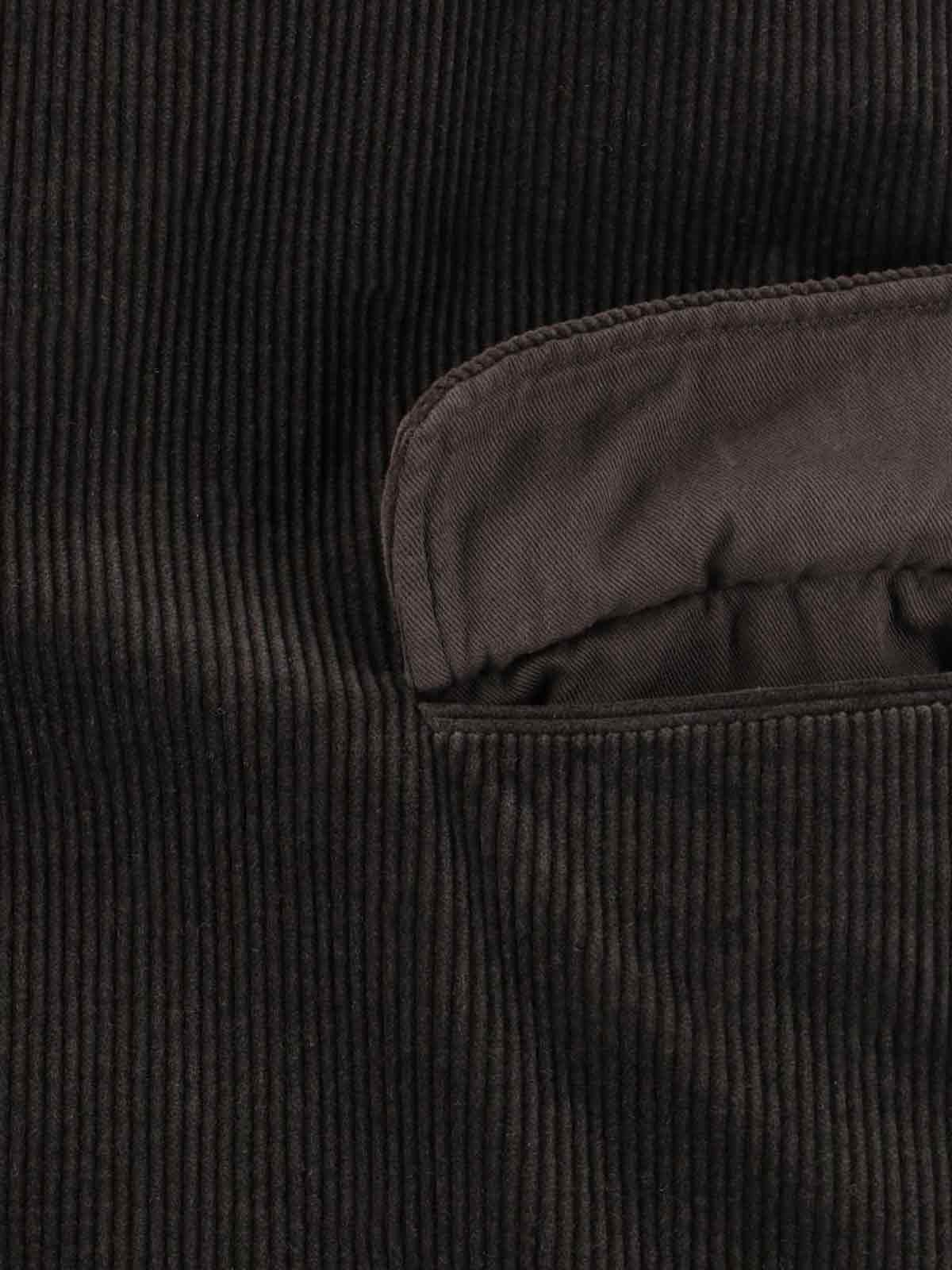 Aspesi Corduroy Flap Pockets Longline Notched Lapels In Brown