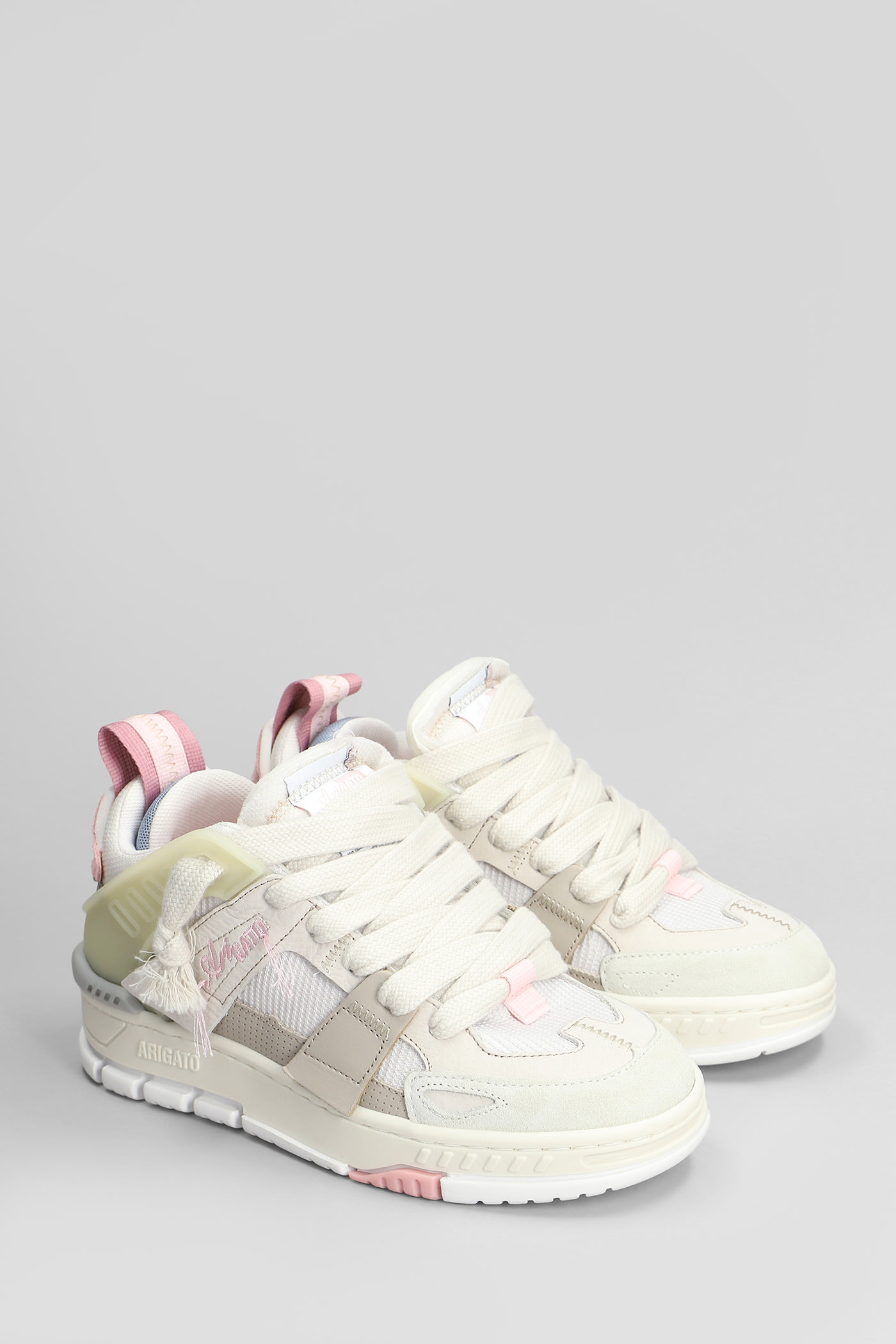 AXEL ARIGATO AREA PATCHWORK SNEAKERS IN BEIGE SUEDE AND FABRIC