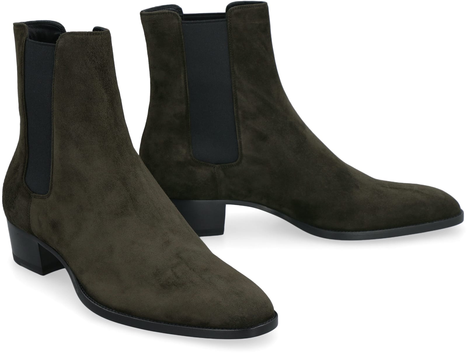 Shop Saint Laurent Wyatt Suede Chelsea Boots In Marrone