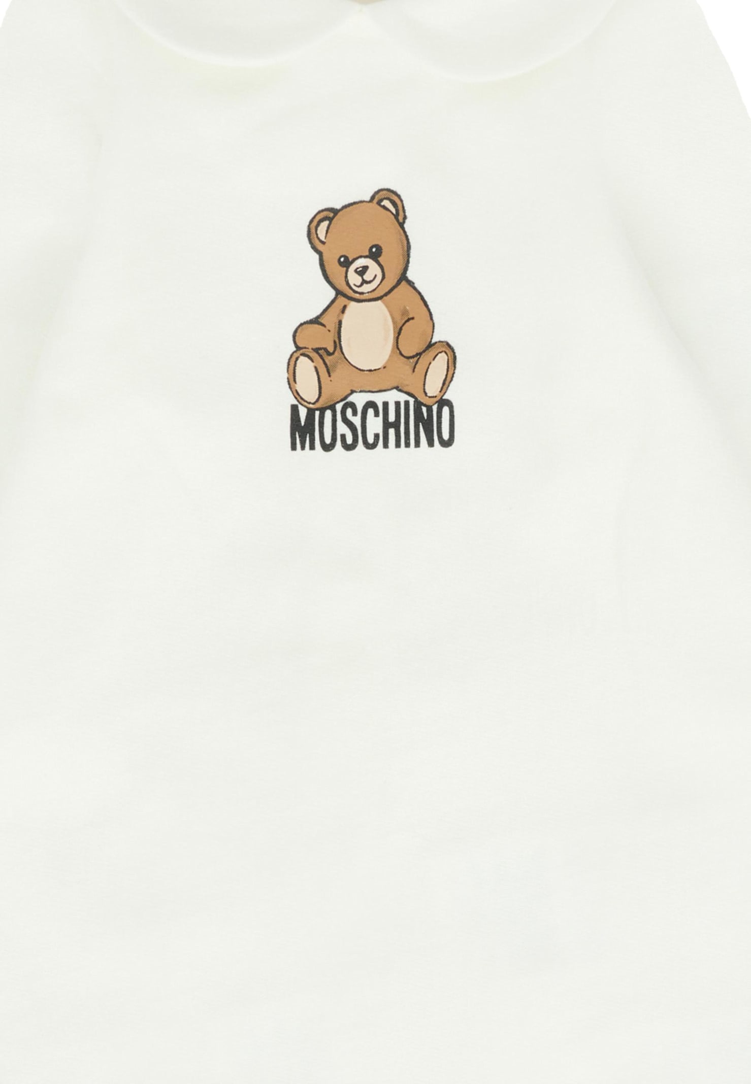 Moschino Ivory Babygrow For Babykids With Teddy Bear In White
