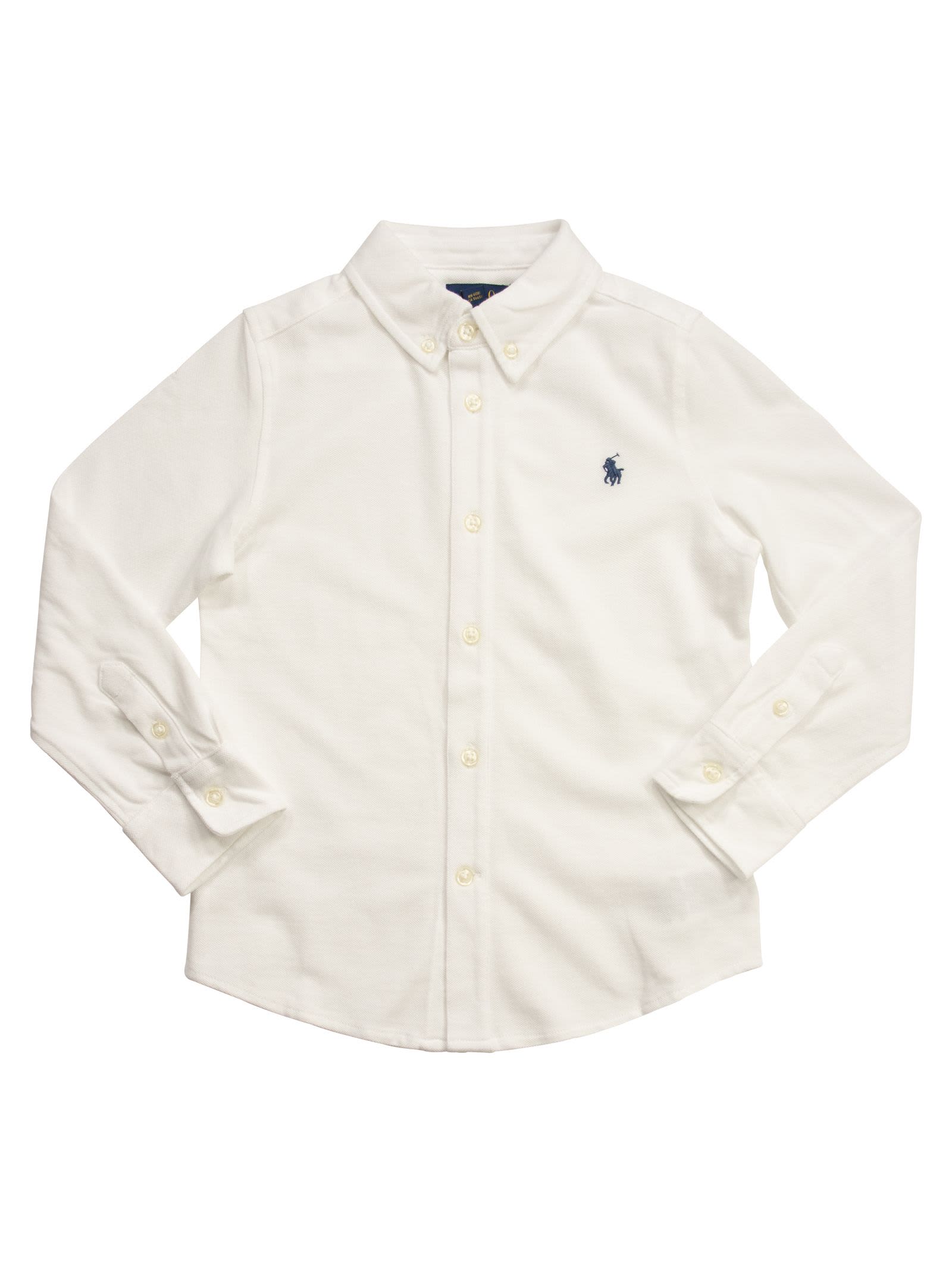 Polo Ralph Lauren Kids' Ultralight Cotton Pique Shirt In White