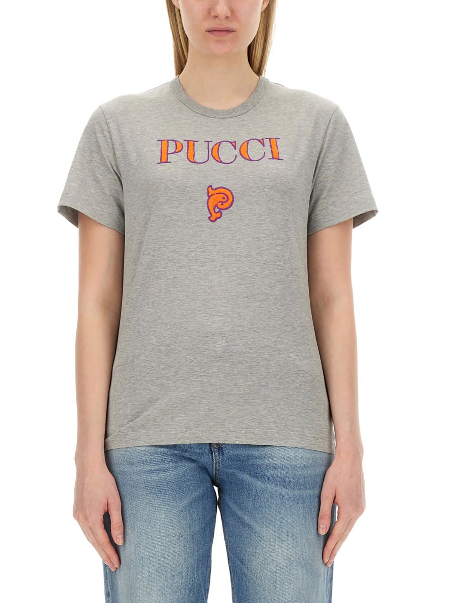 Shop Pucci T-shirt With Logo In Grey