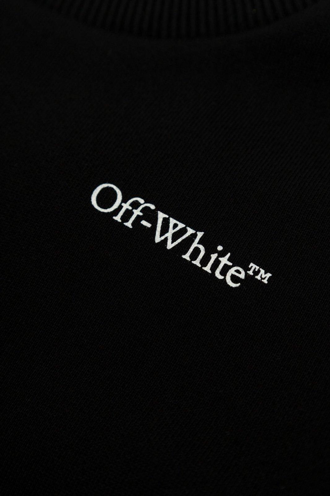 Off-white Bookish Logo Band Crewneck Sweatshirt In Black