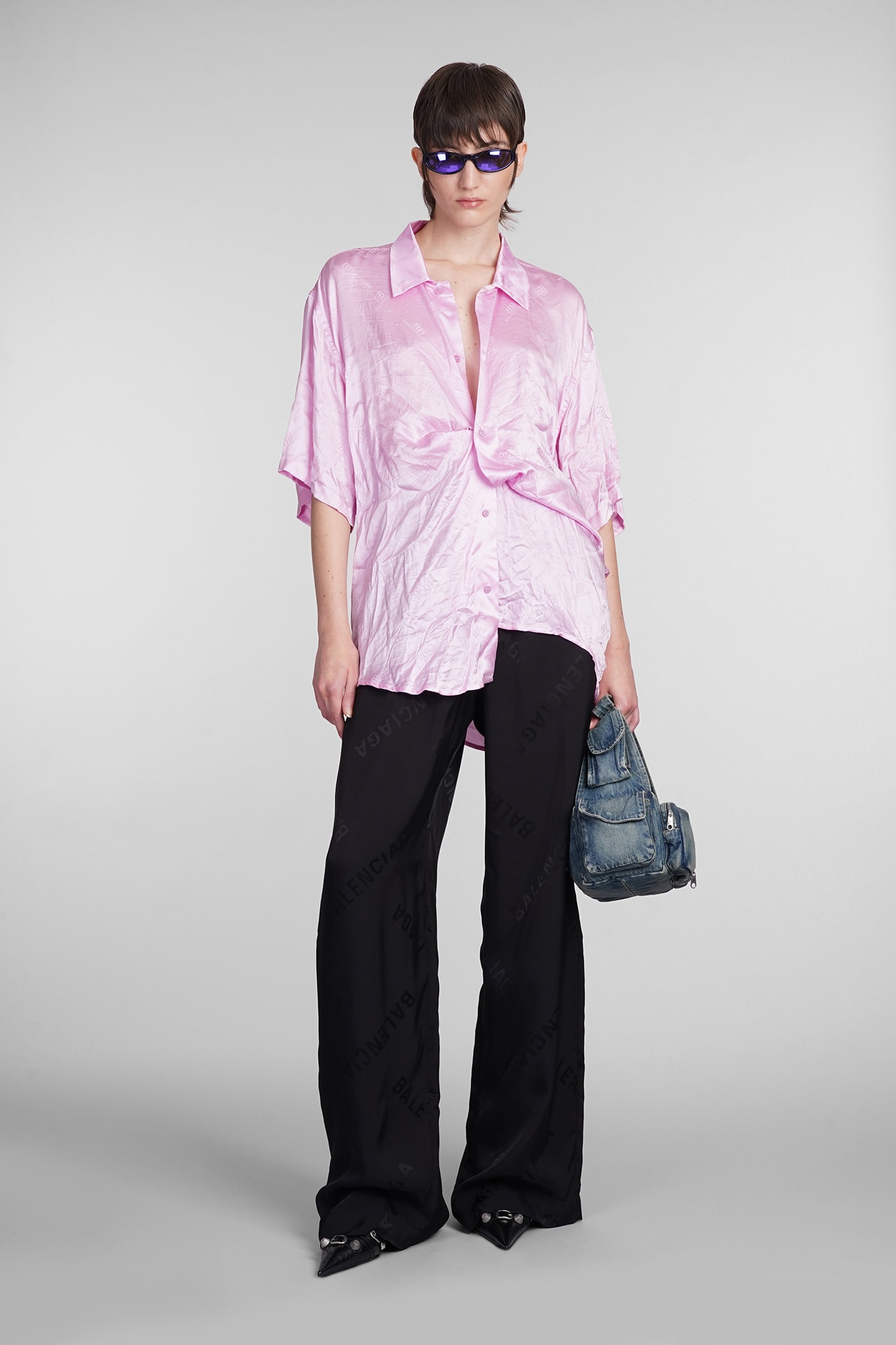 Shop Balenciaga Shirt In Rose-pink Silk