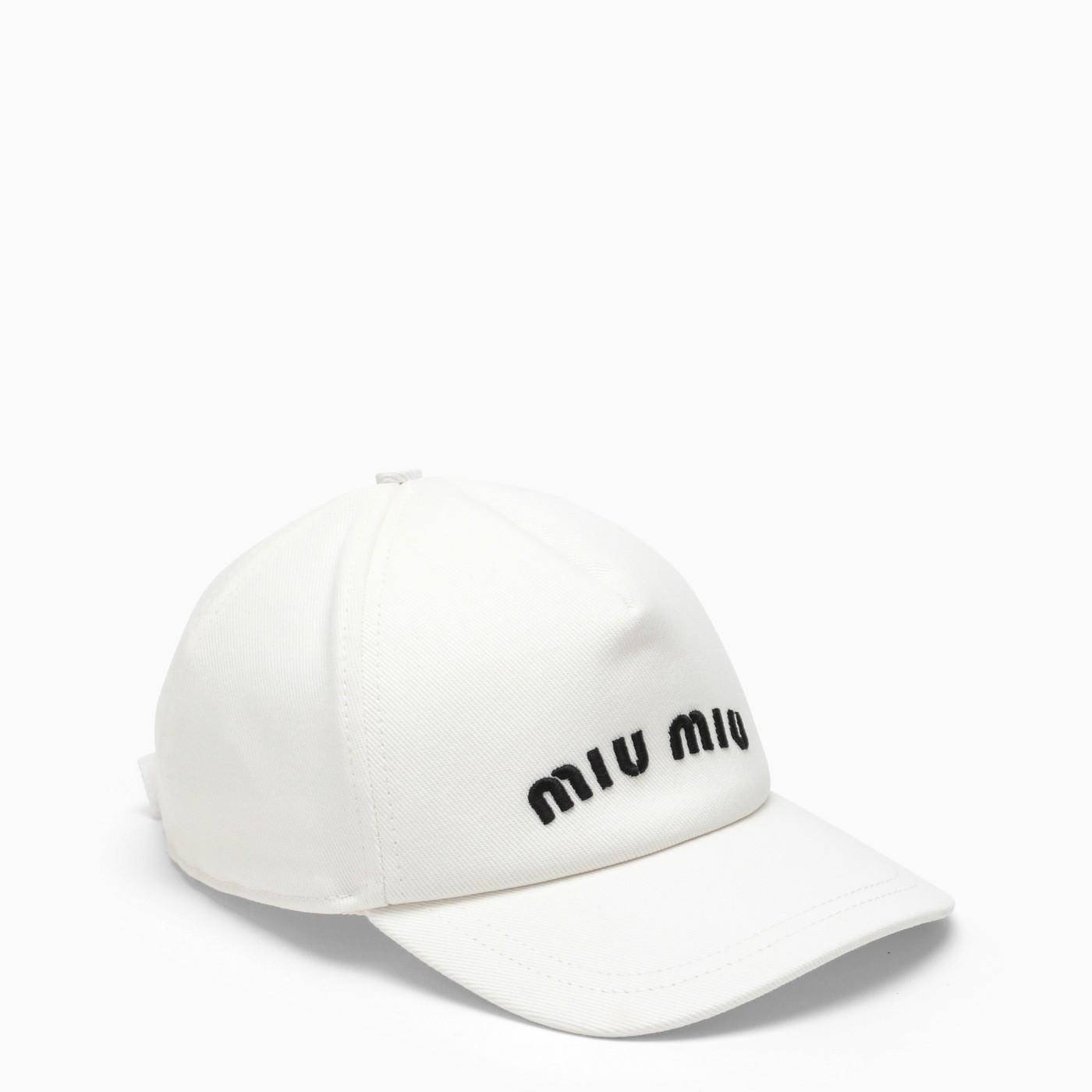 Miu Miu White Baseball Cap With Logo
