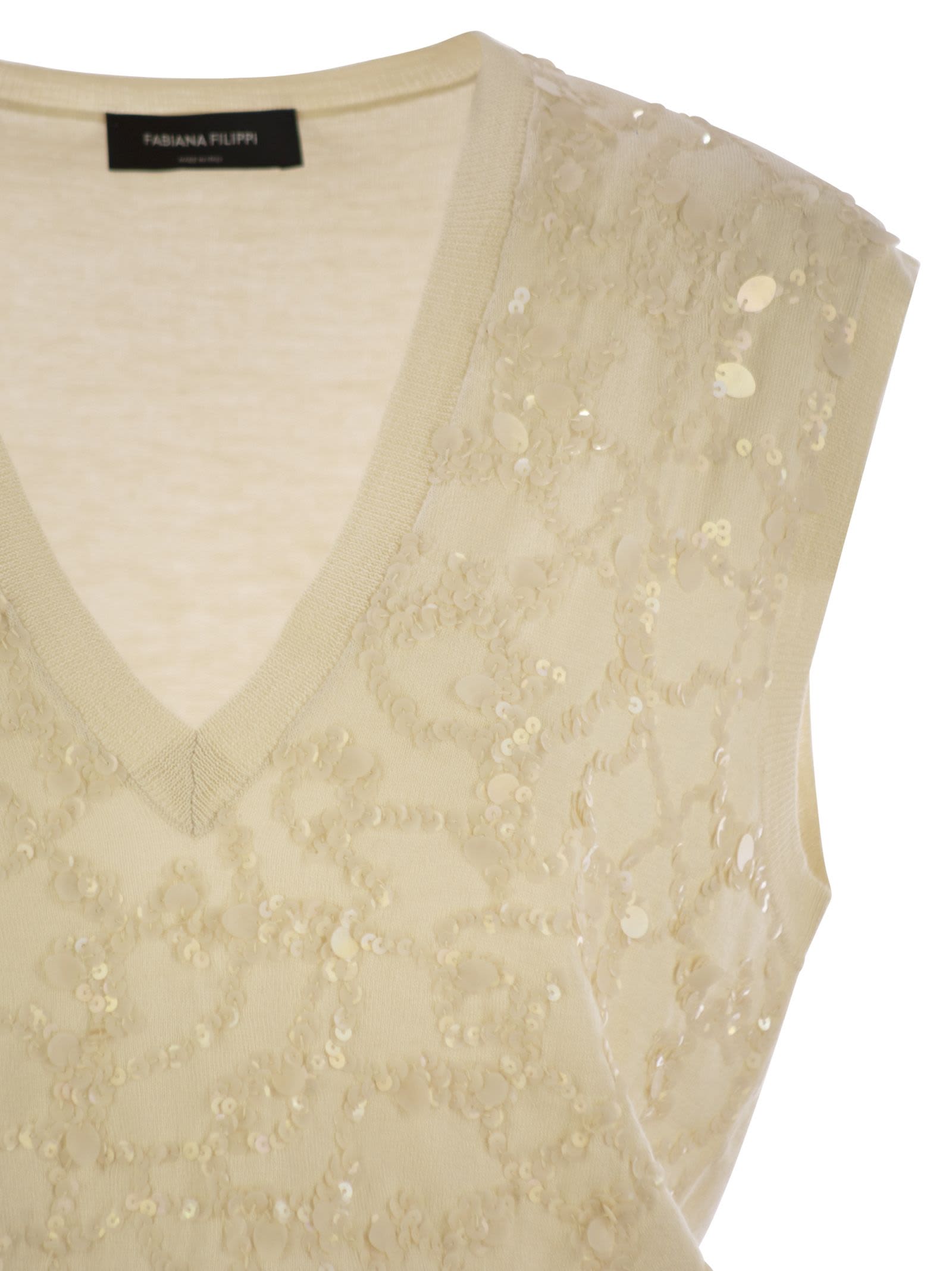 FABIANA FILIPPI WOOL AND COTTON WAISTCOAT WITH SEQUINS