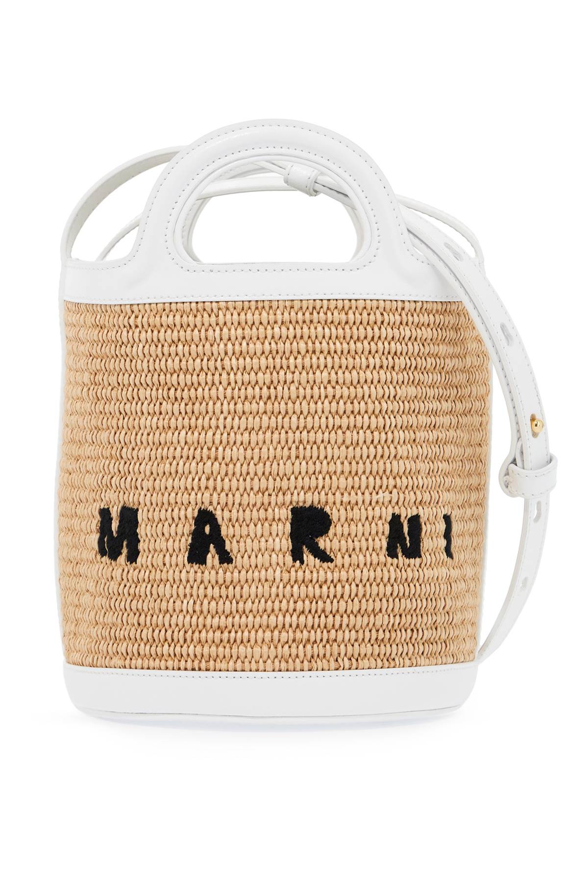 Shop Marni Raffia Tropicalia Bucket Bag In Sand Storm Lily White (beige)