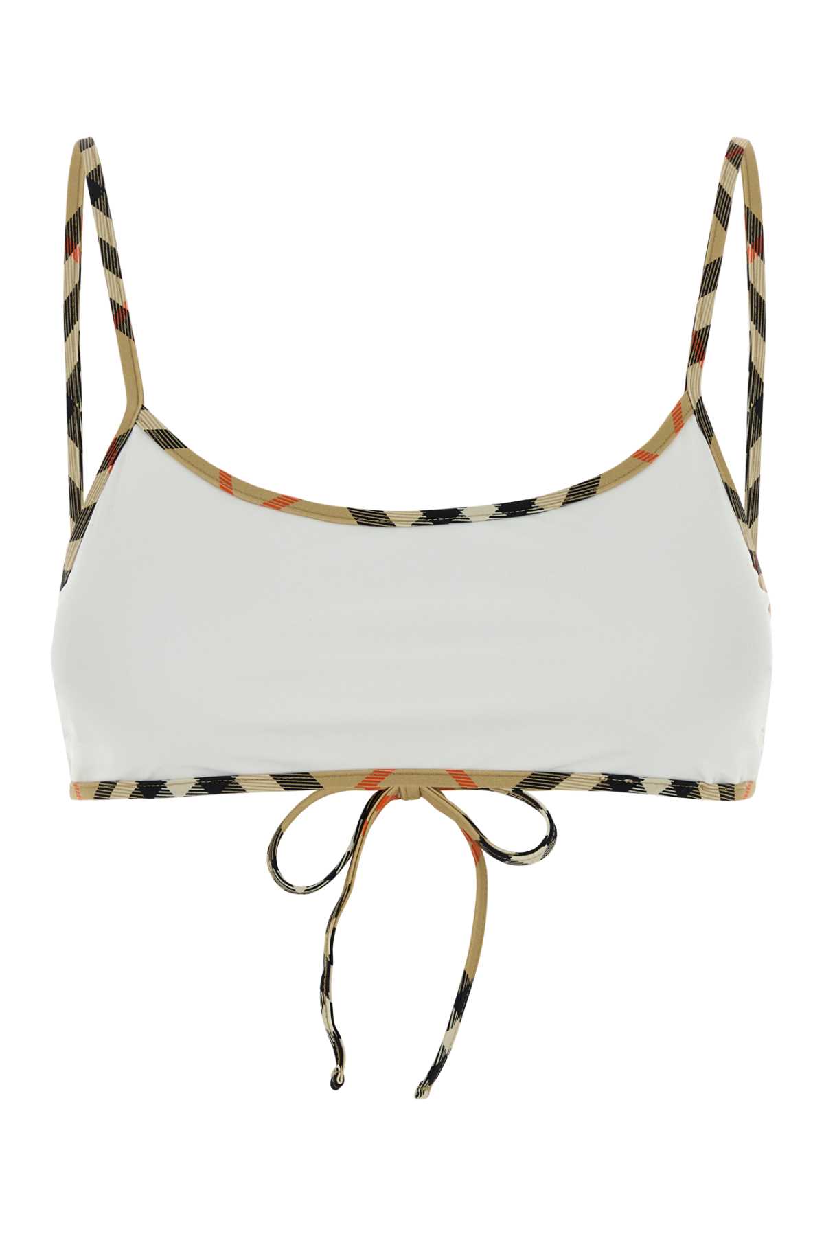 Burberry White Stretch Nylon Bikini Top