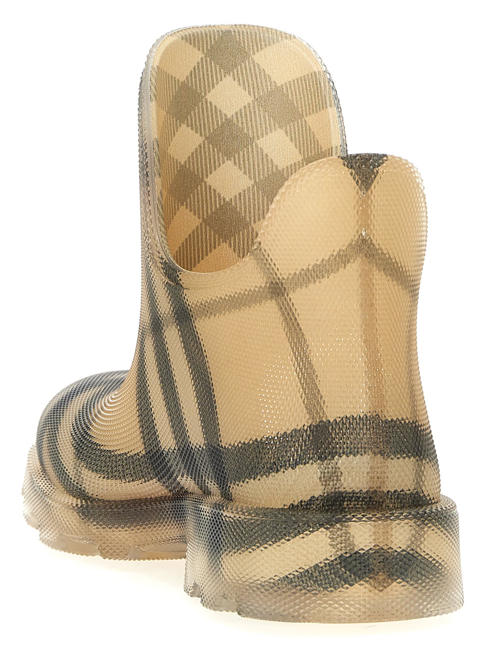 Shop Burberry Check Ankle Boots In Beige