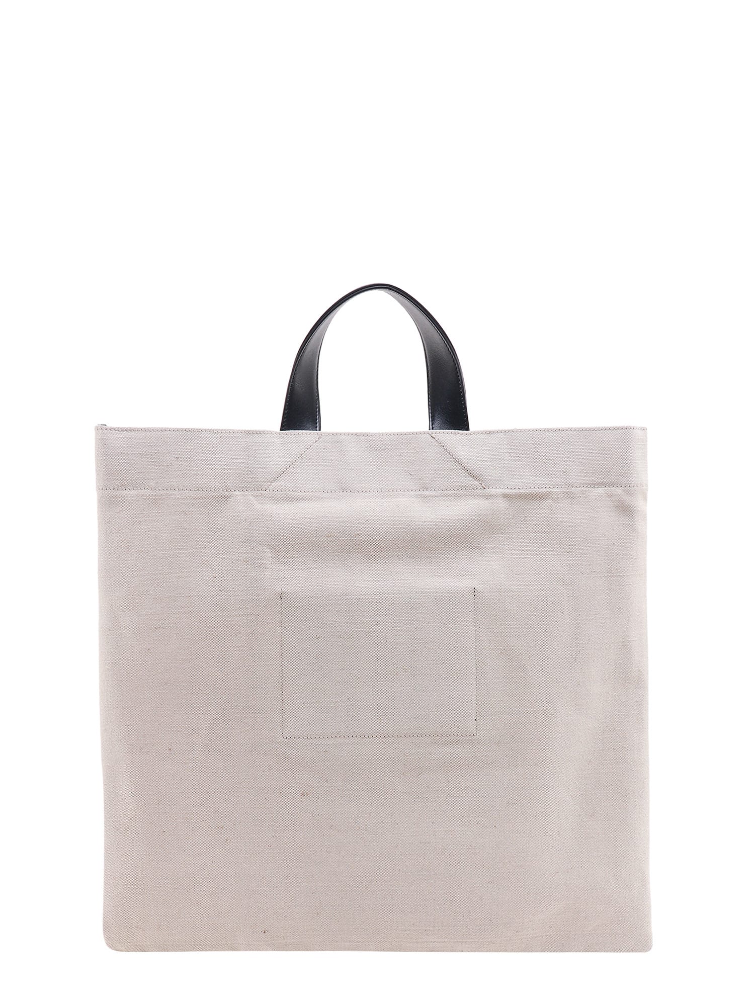 Jil Sander Ecru Cotton Blend Shopping Bag In Beige