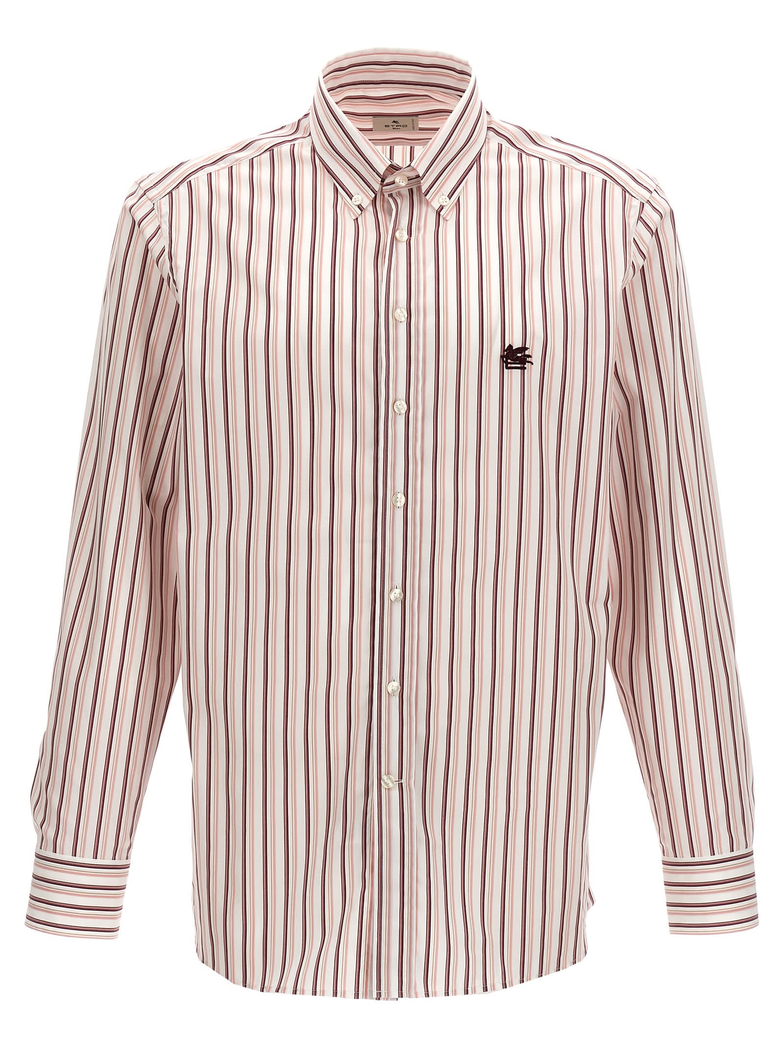 Shop Etro Logo Embroidery Shirt In Pink