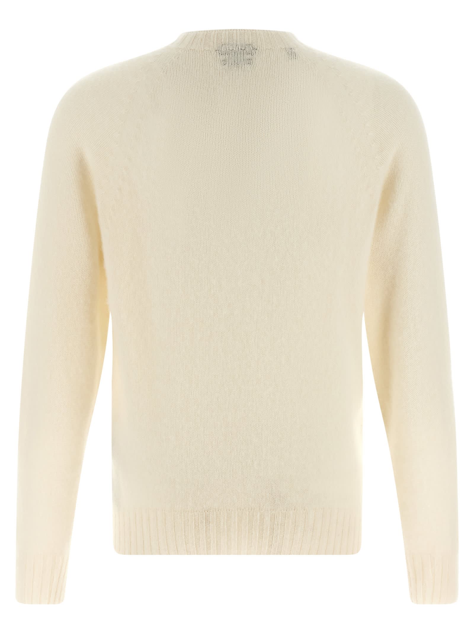 Tom Ford Crew Neck Cashmere Sweater With Ribbed Cuffs And Hem In Neutral