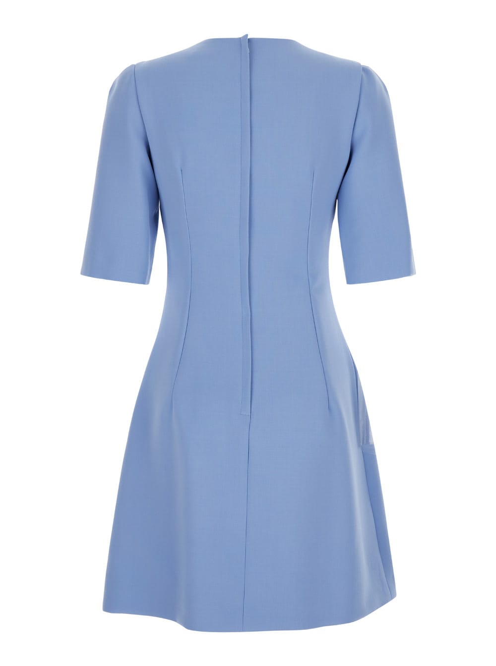 Shop Dolce & Gabbana Light Blue Midi Fit And Flare Dress In Wool Woman