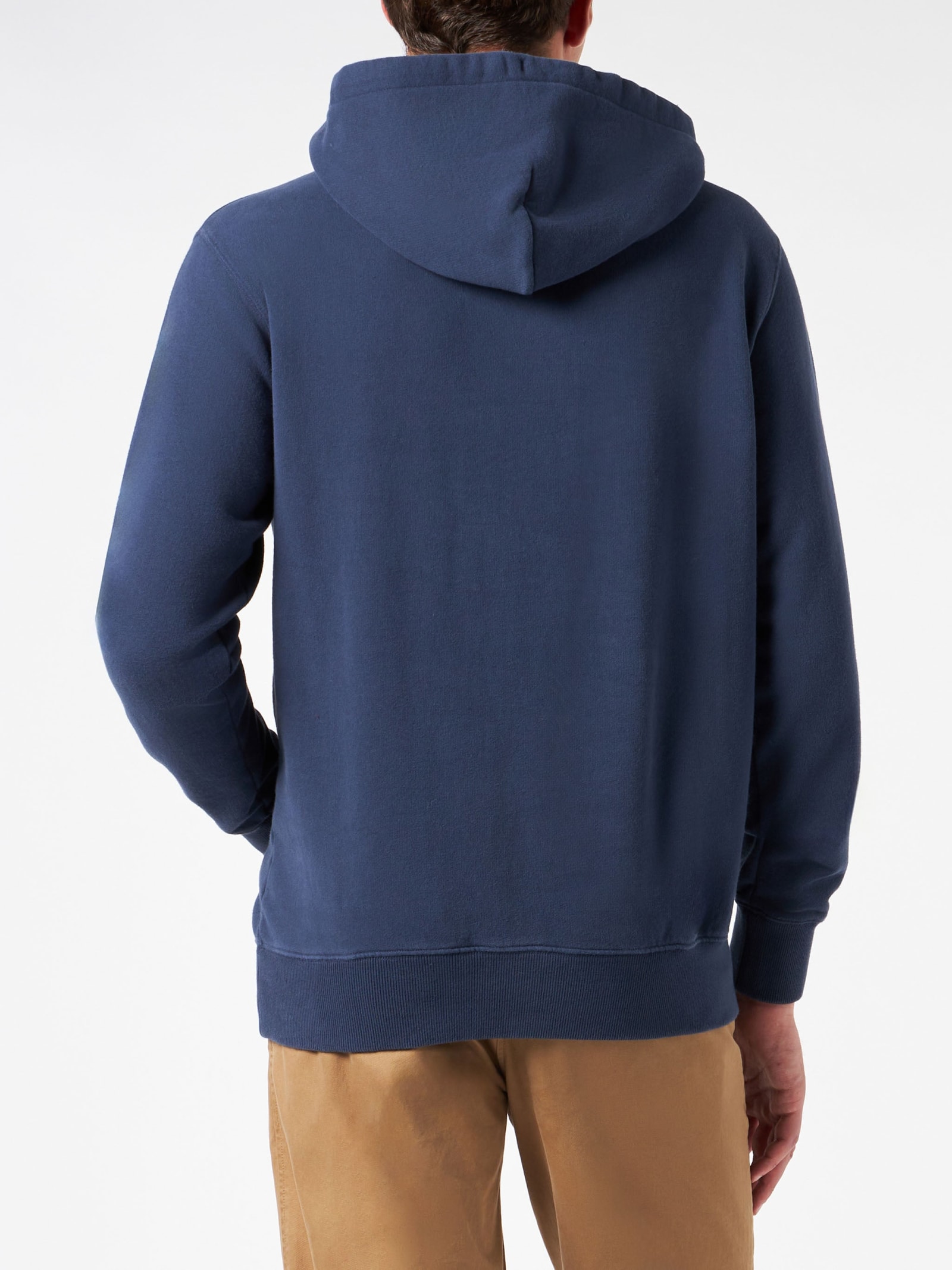 Shop Mc2 Saint Barth Man Blue Hoodie With St. Barth Terry Patch