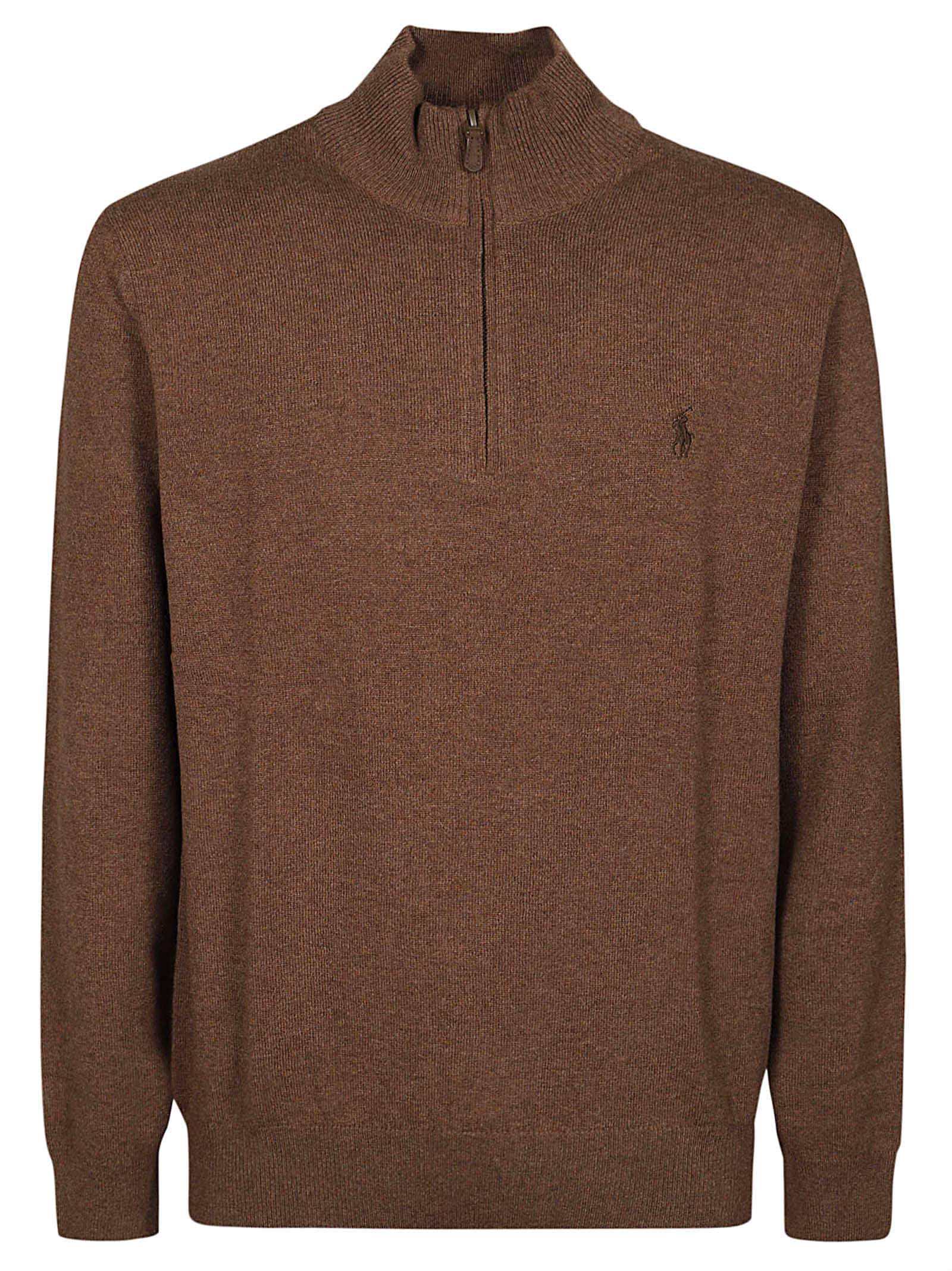 Shop Polo Ralph Lauren Half Zip Sweater In Dark Chestnut Heather