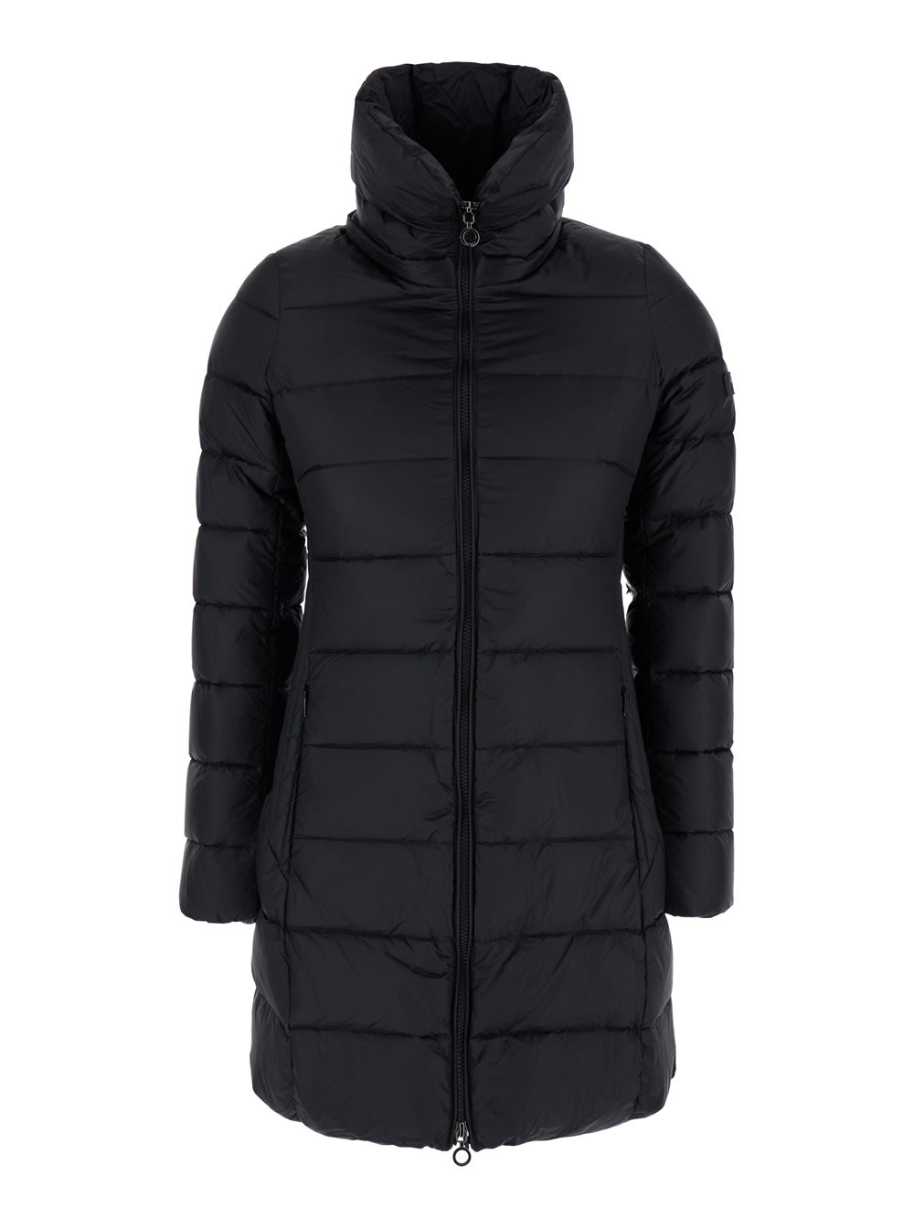 Shop Tatras Sarma Black Long Hooded Down Jacket With Logo In Nylon Woman