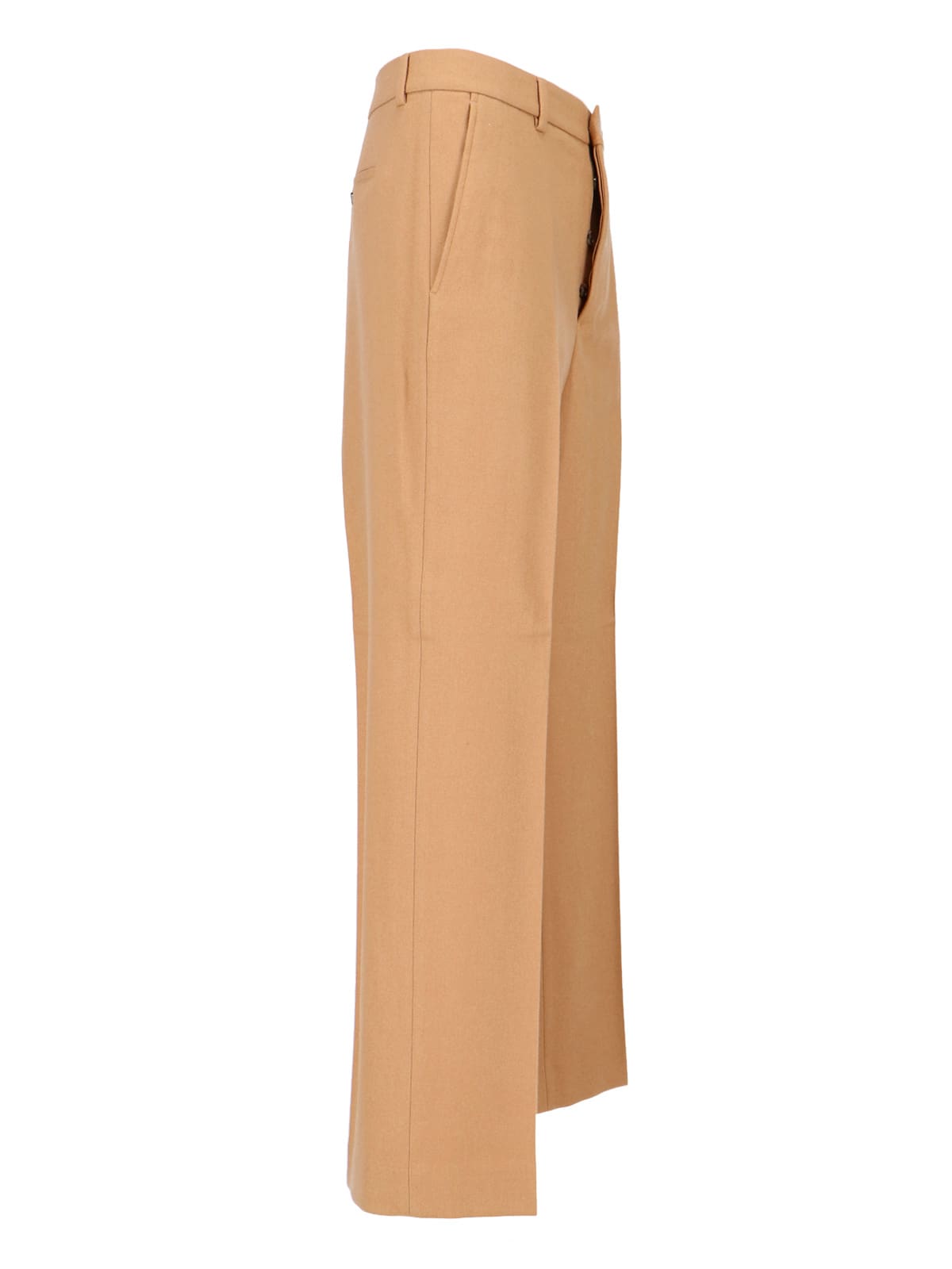 Ami Alexandre Mattiussi Tailored Beige Virgin Wool Trousers With Button Closure In Brown