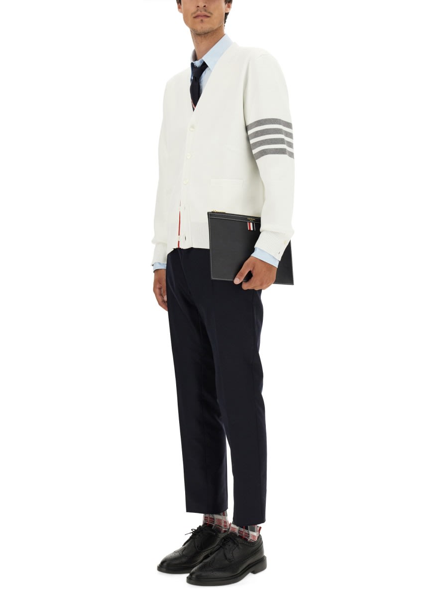 Shop Thom Browne V-neck Cardigan In White