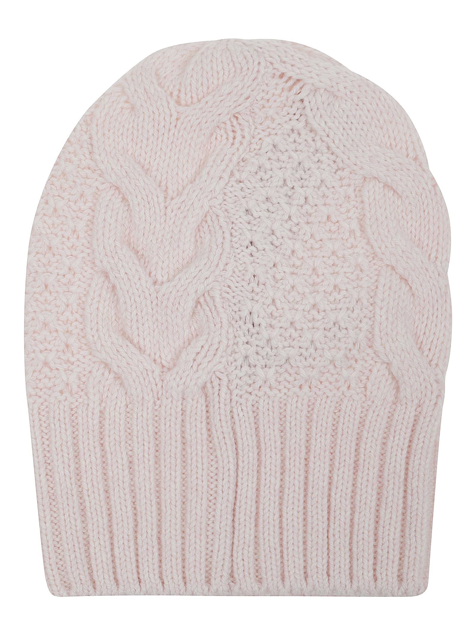 Ermanno Scervino Textured Knit Beanie With Ribbed Band In Neutral