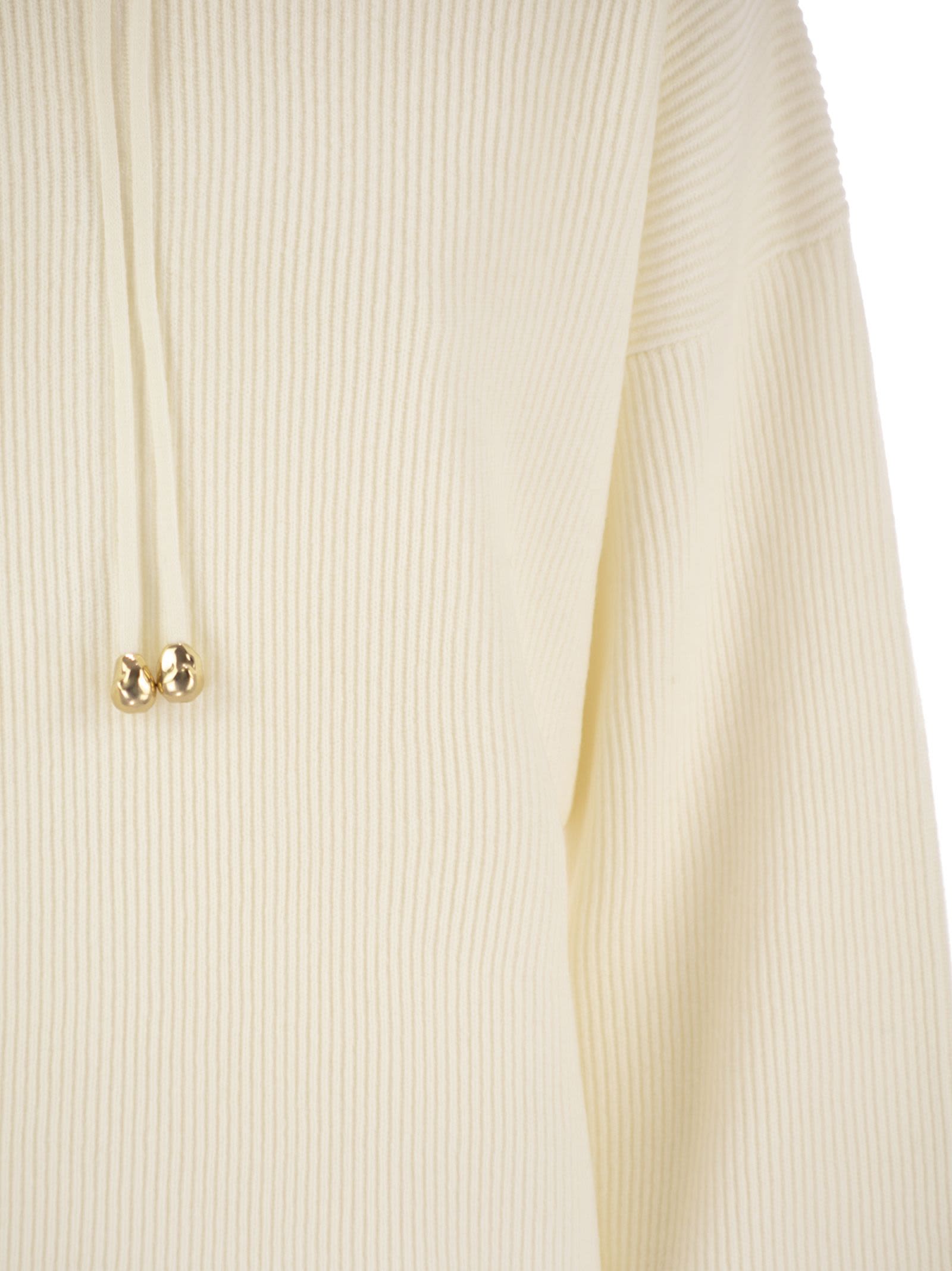 Fabiana Filippi English Ribbed Hooded Sweater In White