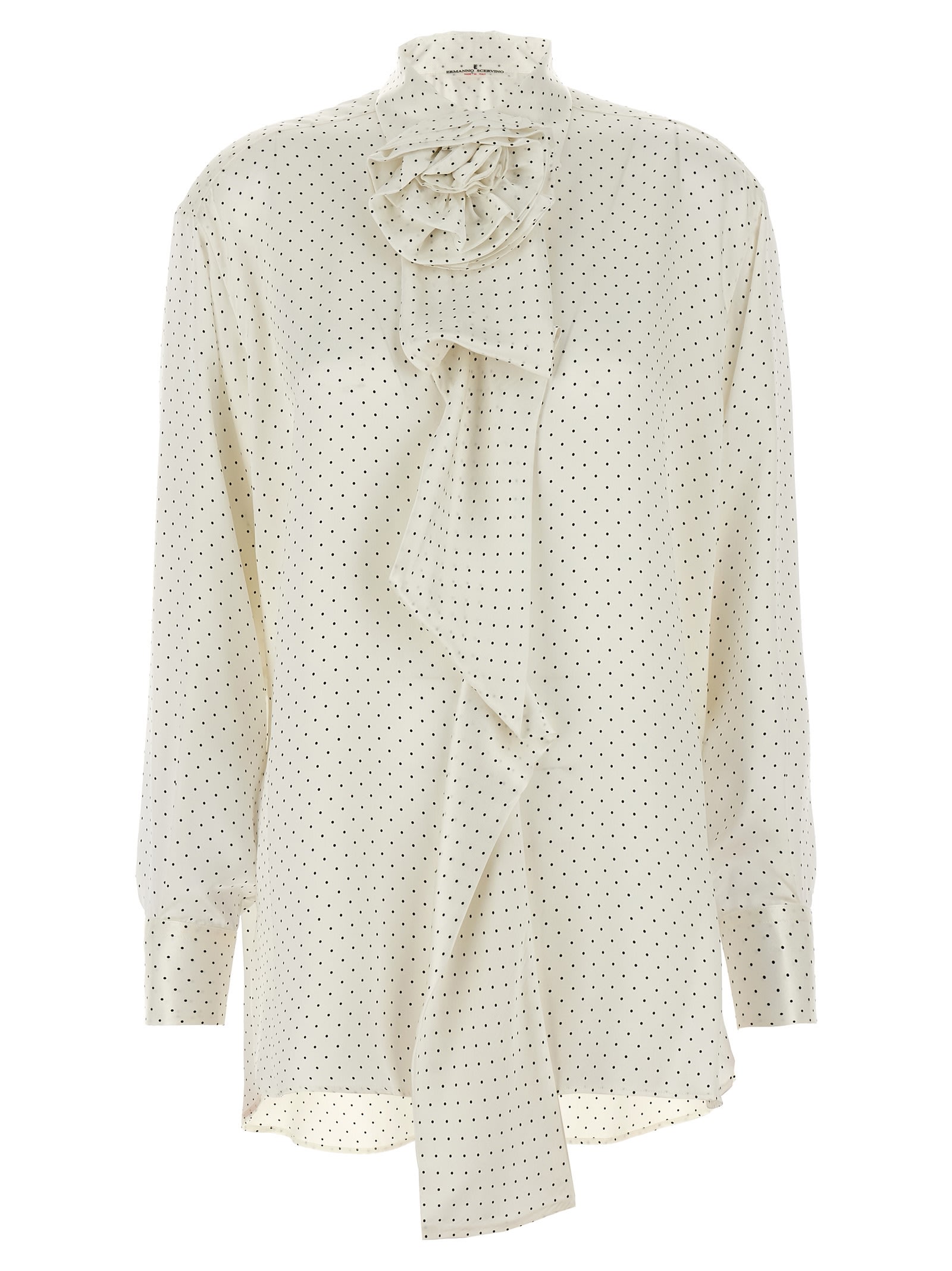 ERMANNO SCERVINO POLKA DOT SHIRT FLOWER BROOCH 