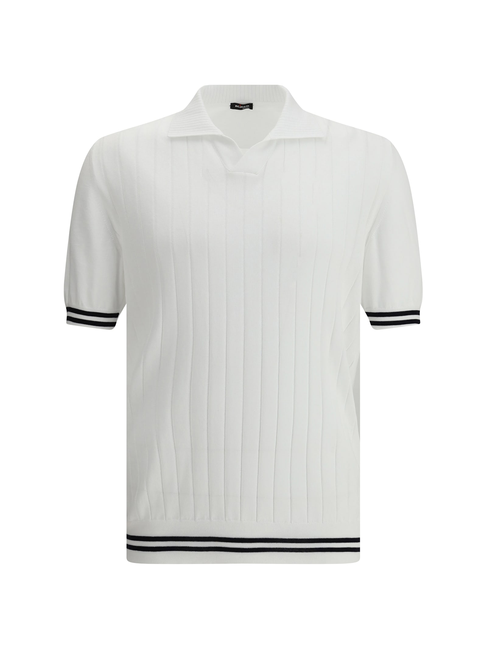 Shop Kiton Ribbed Polo Shirt