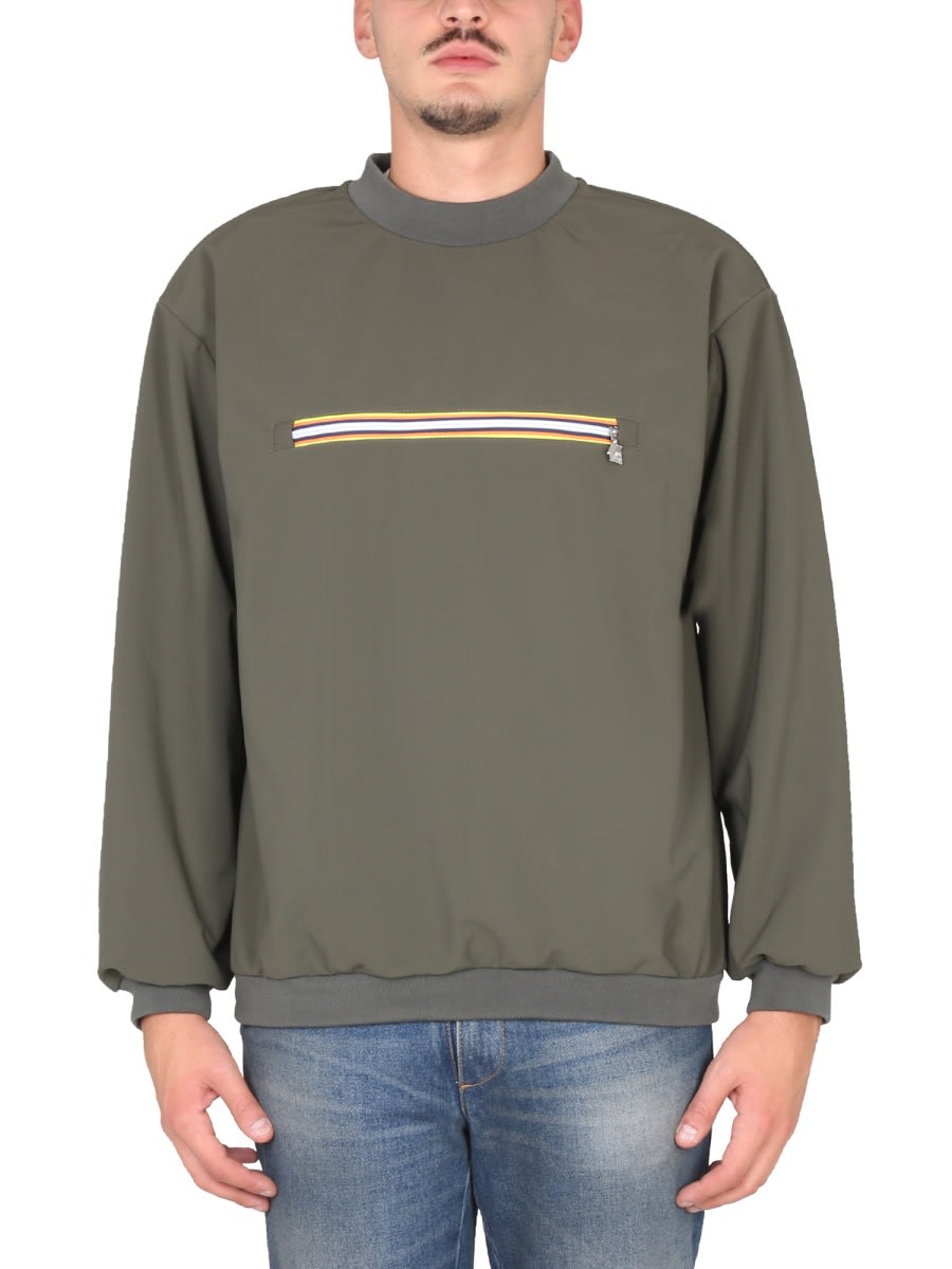 Shop K-way Sweatshirt With Front Pocket In Green