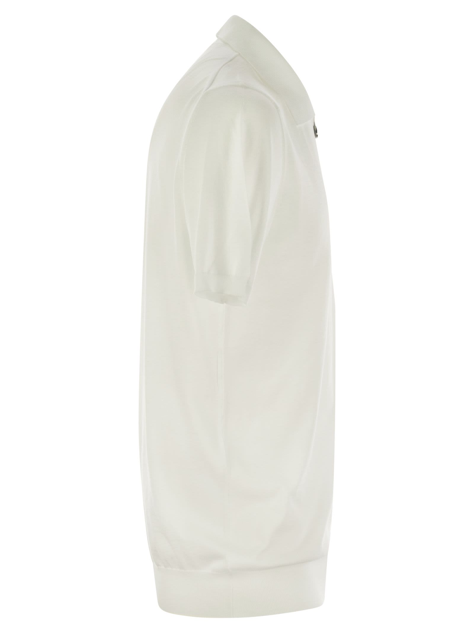 Shop Kiton Short-sleeved Polo-zip In White