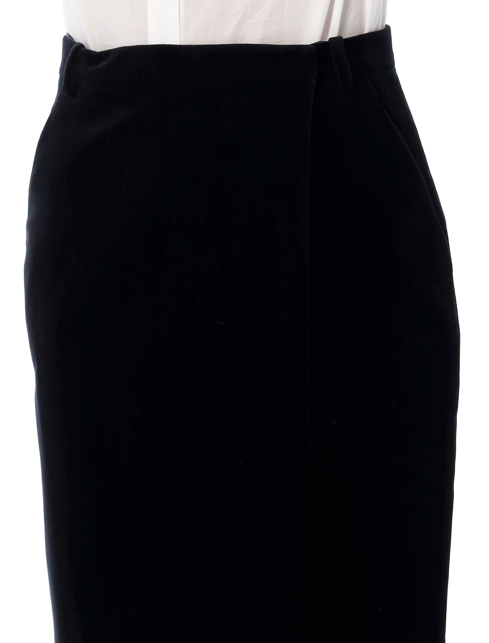 Saint Laurent Wrap-effect Cotton-velvet Midi Skirt In Black