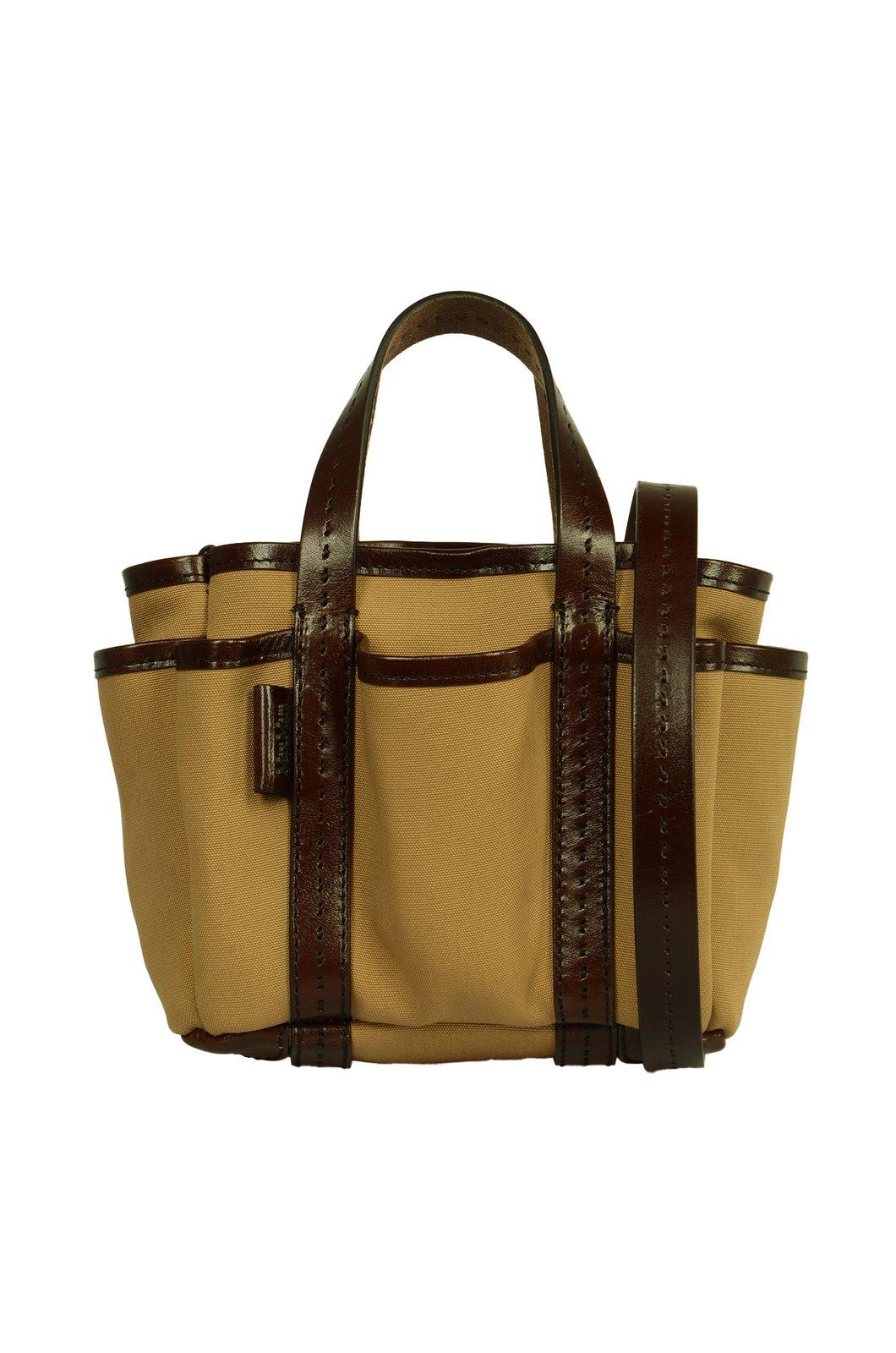 Max Mara Logo Patch Top Handle Bag In Leather Brown