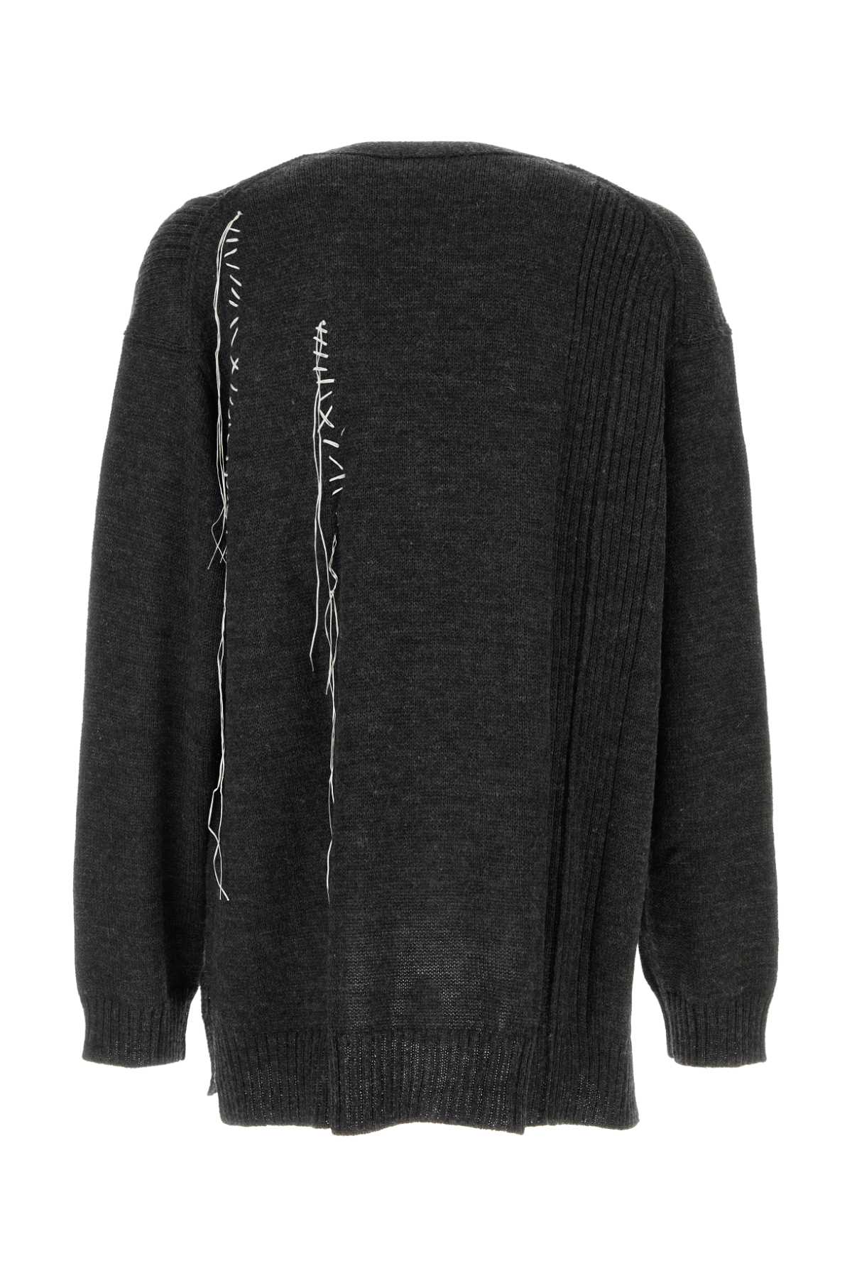 Yohji Yamamoto Graphite Wool Oversize Cardigan In Gray