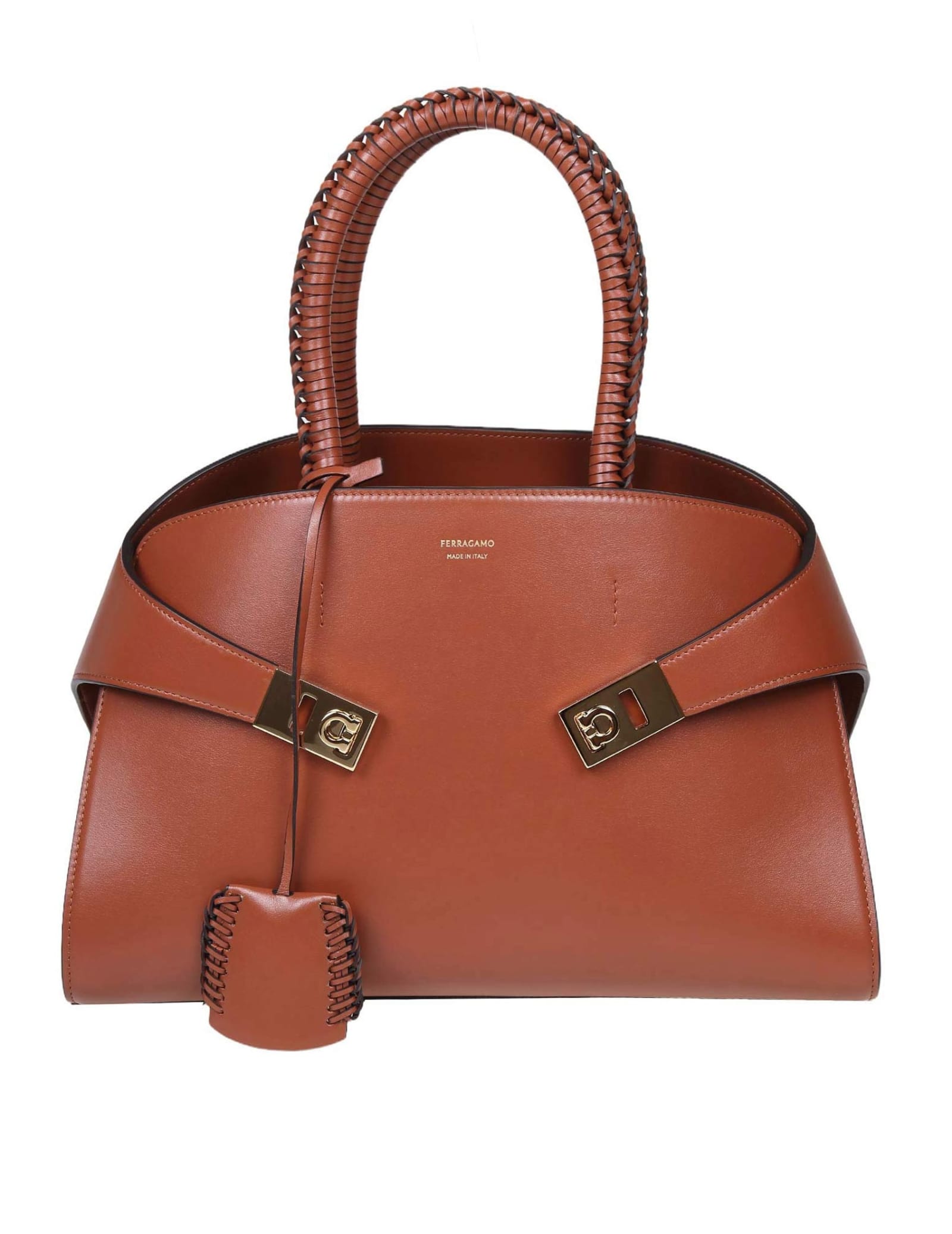 Shop Ferragamo Hug Th S Bag In Cognac Color Leather