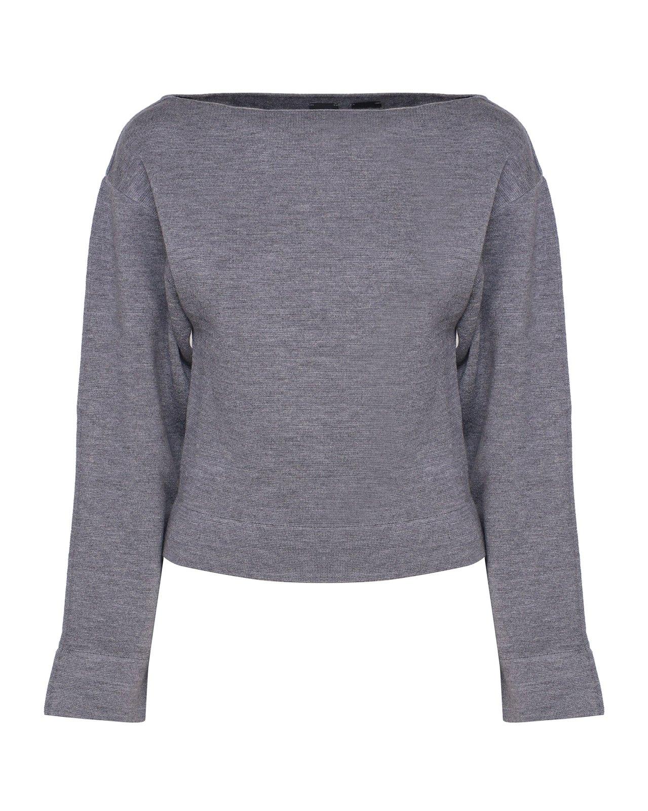 Shop Pinko Boat-neck Knitted Jumper In Grey