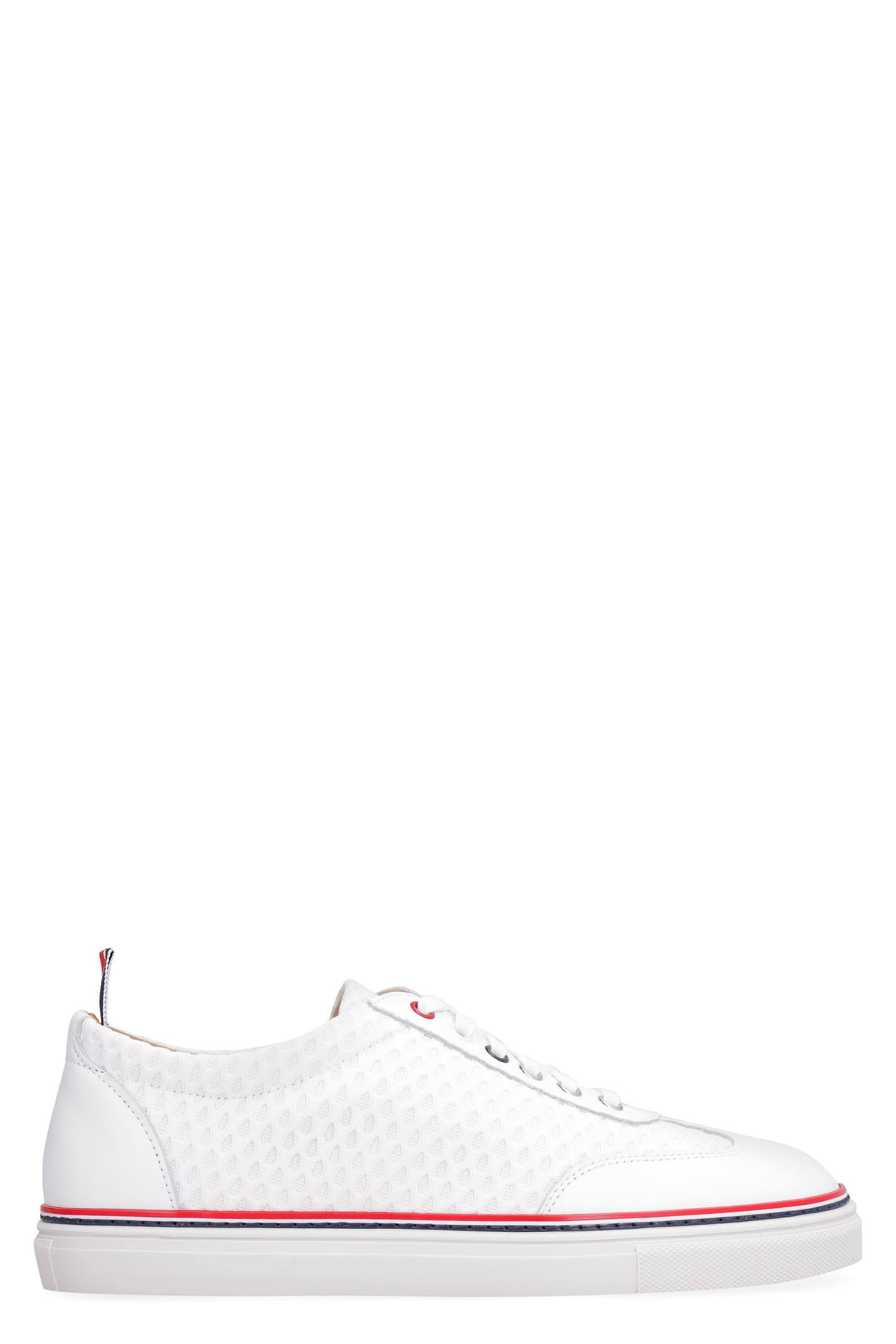 Thom Browne Low-top Leather Sneakers In White