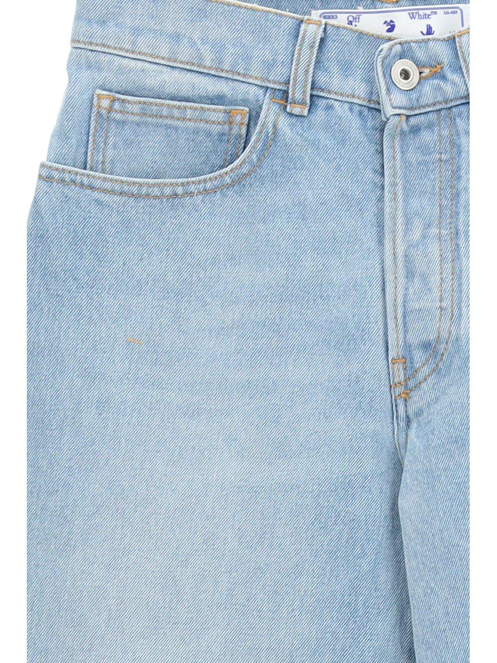 Off-white Bleach Twist Banana Jeans In Light Blue