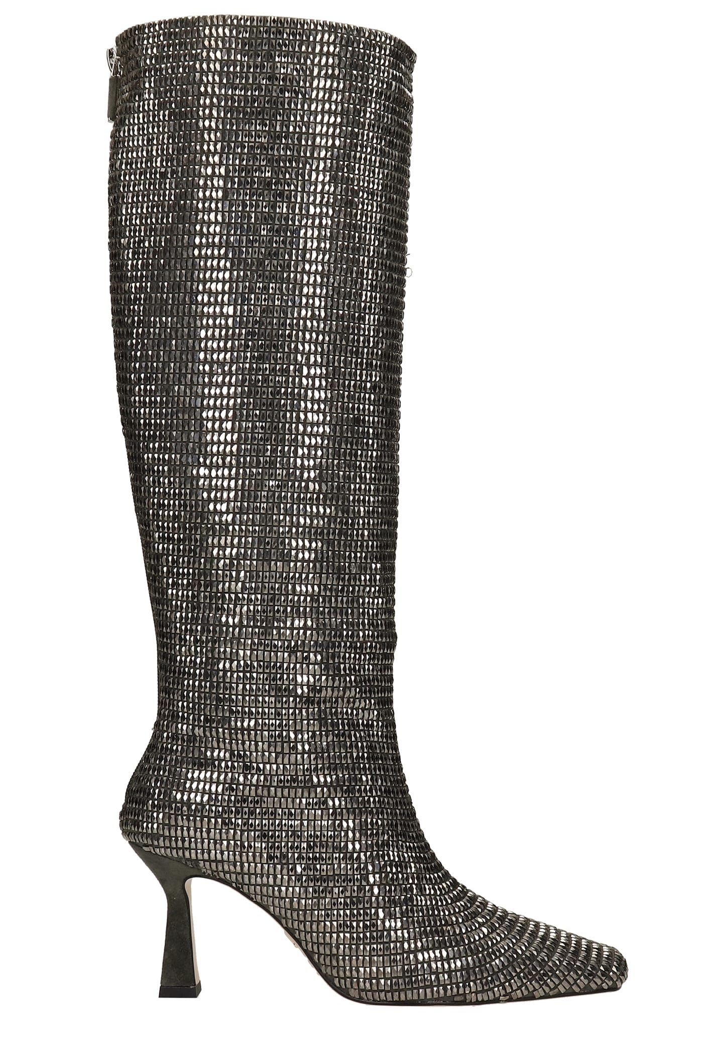 Lola Cruz High Heels Boots In Silver Synthetic Fibers