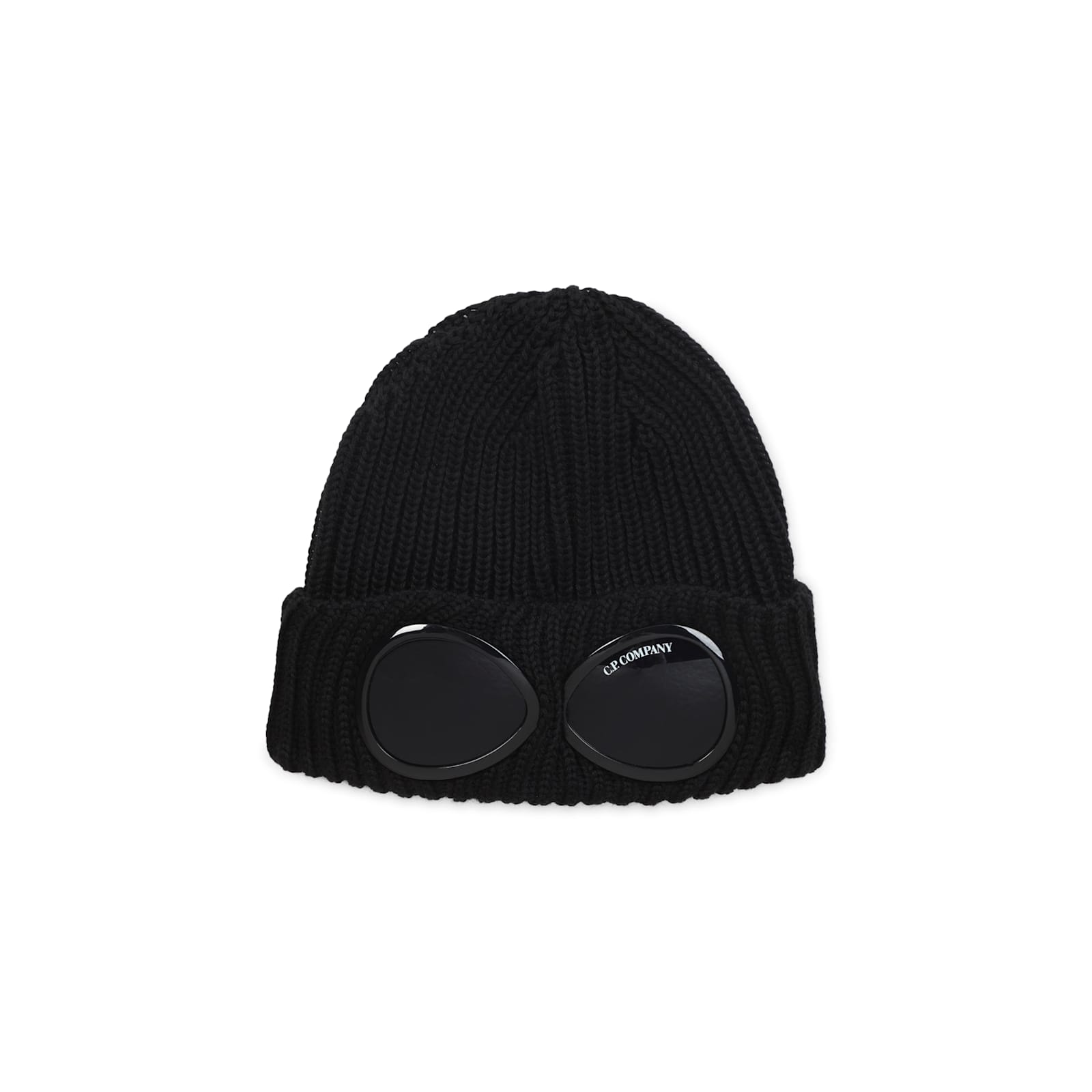 C.p. Company Black Lenses Textured Beanie Hat In Blue