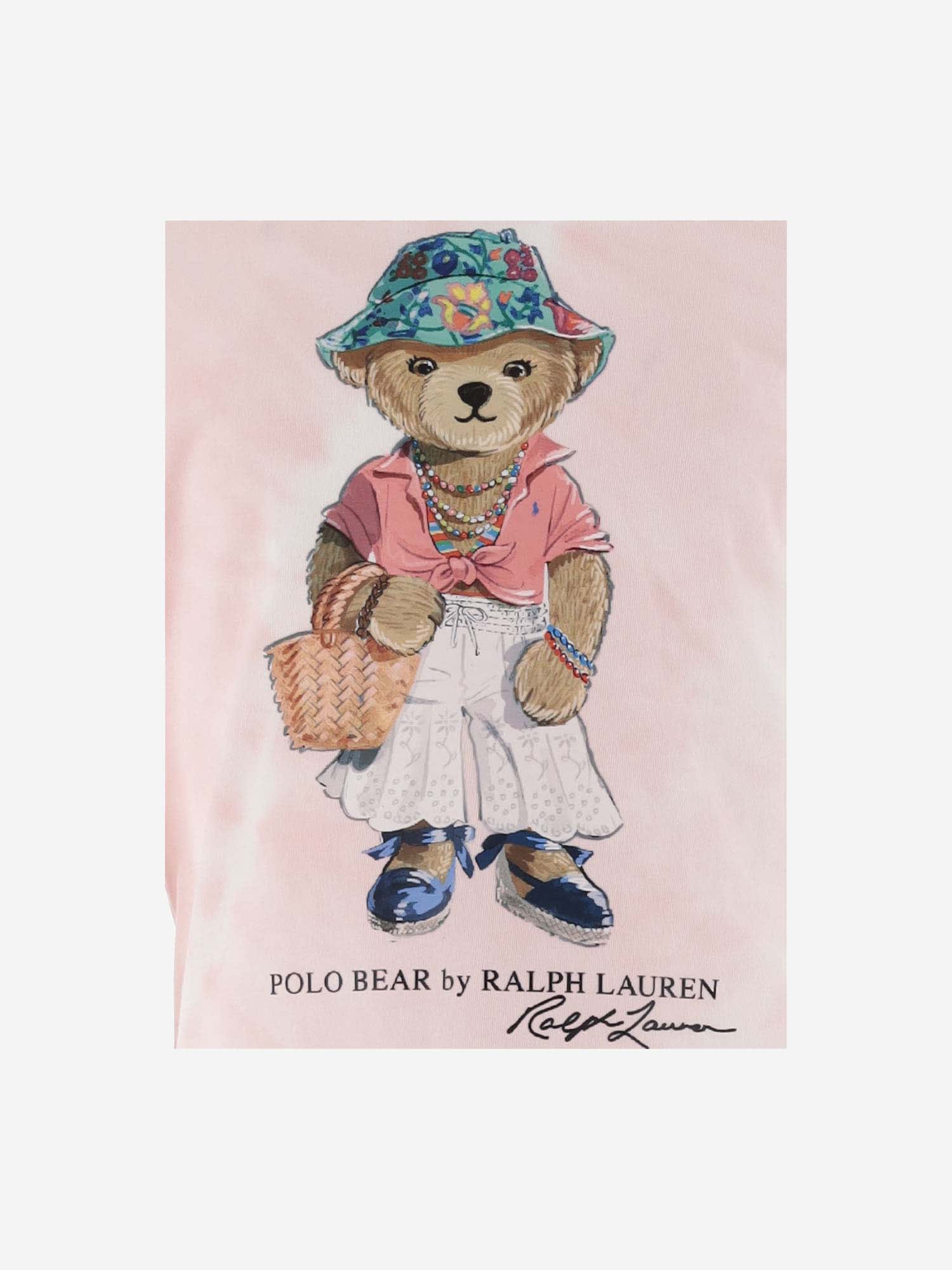 Shop Polo Ralph Lauren Cotton T-shirt With Polo Bear In Pink