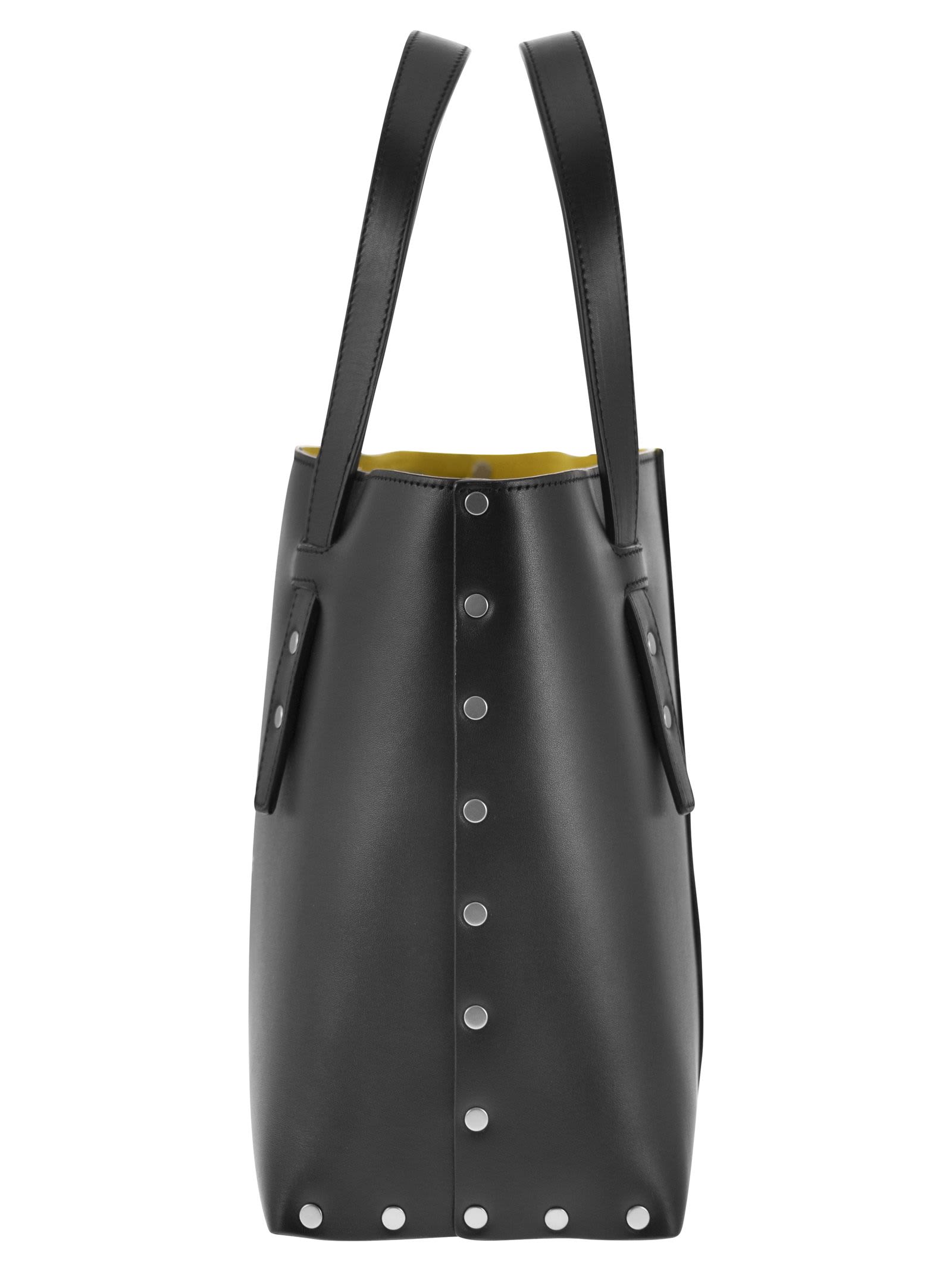 Shop Fabiana Filippi Leather And Studded Tote Bag In Black