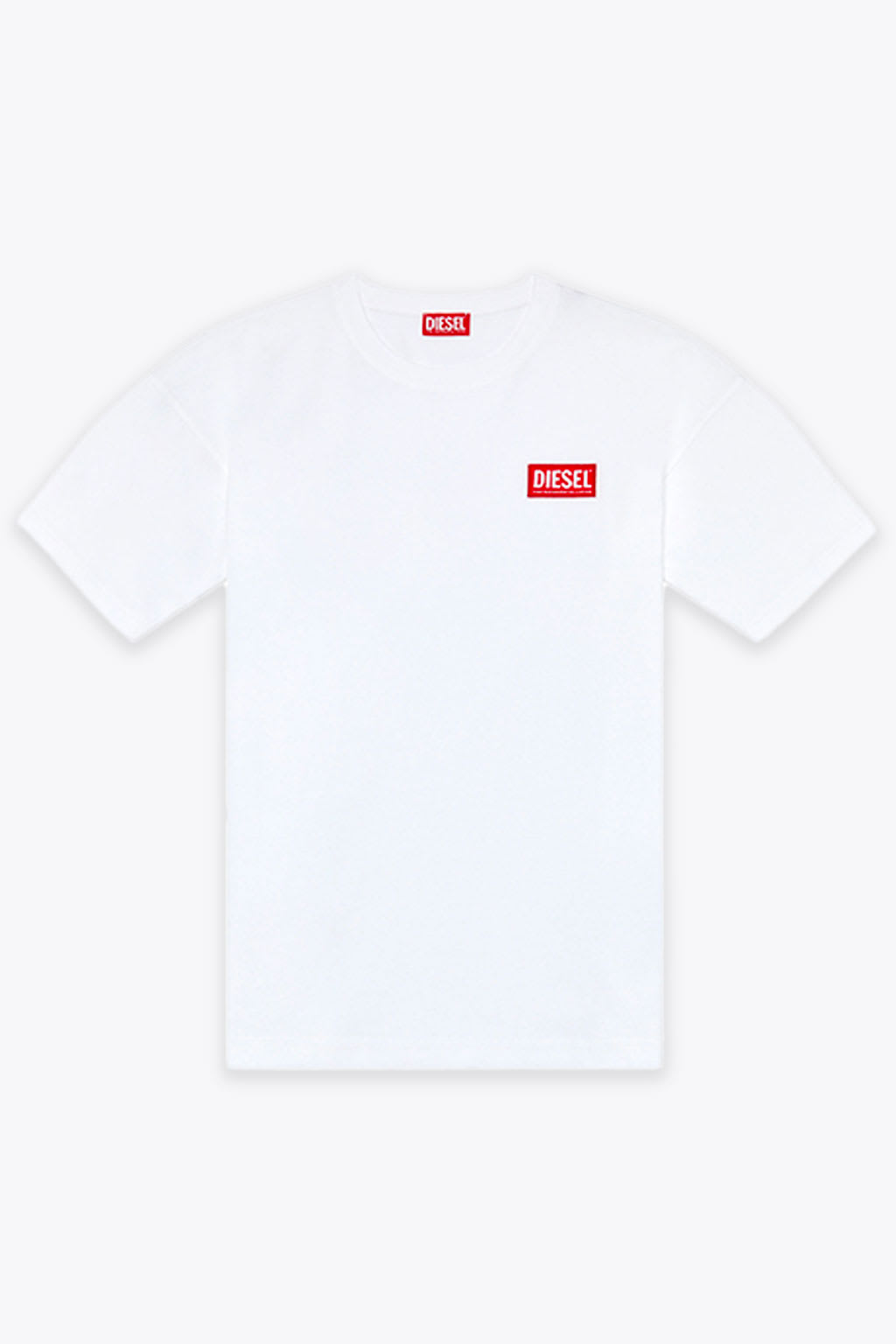 Shop Diesel T-nlabel-l1 White Cotton T-shirt With Red Logo Patch - T Nlabel L1 In Bianco