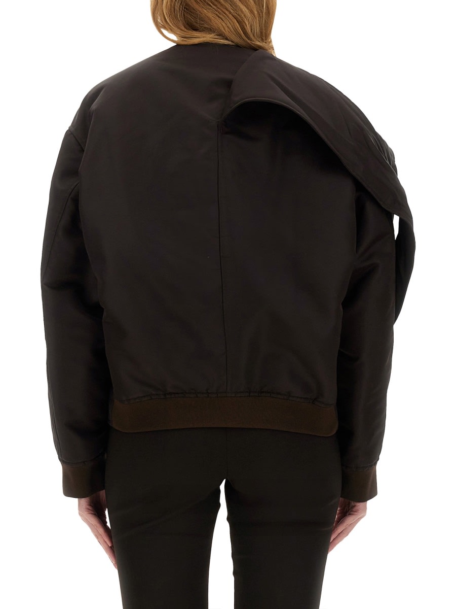 Shop Courrèges Bow Neck Bomber Jacket In Brown