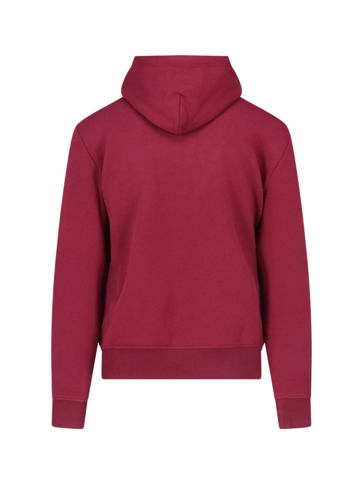 Shop Polo Ralph Lauren Logo Hoodie In Rosso