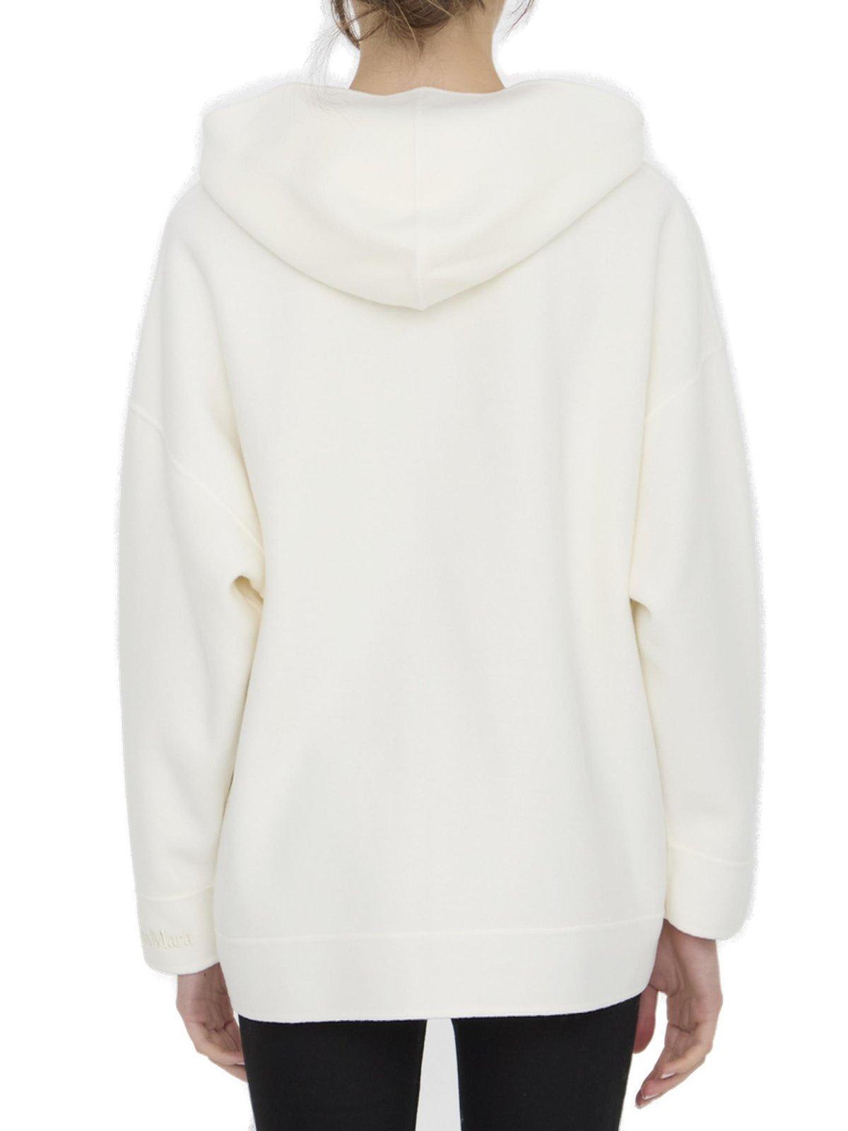 Shop Max Mara Zip-up Long-sleeved Hoodie In Panna