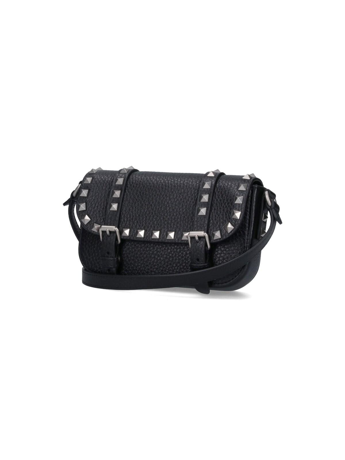 Valentino Large Rockstud Messenger Bag With Adaptable Strap In Black