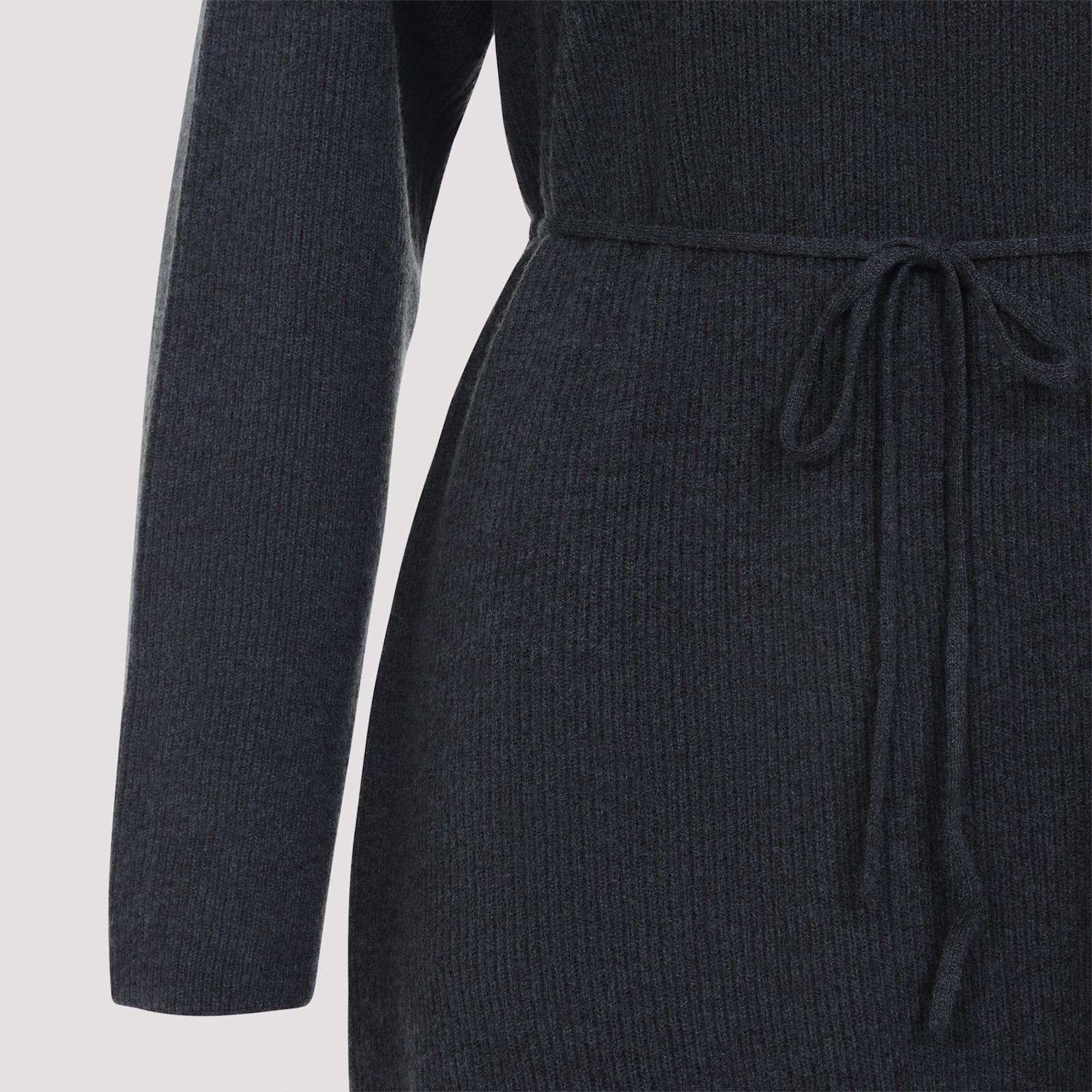 Fabiana Filippi Hooded Ankle-length Dress With Ribbed Silk Blend In Blue