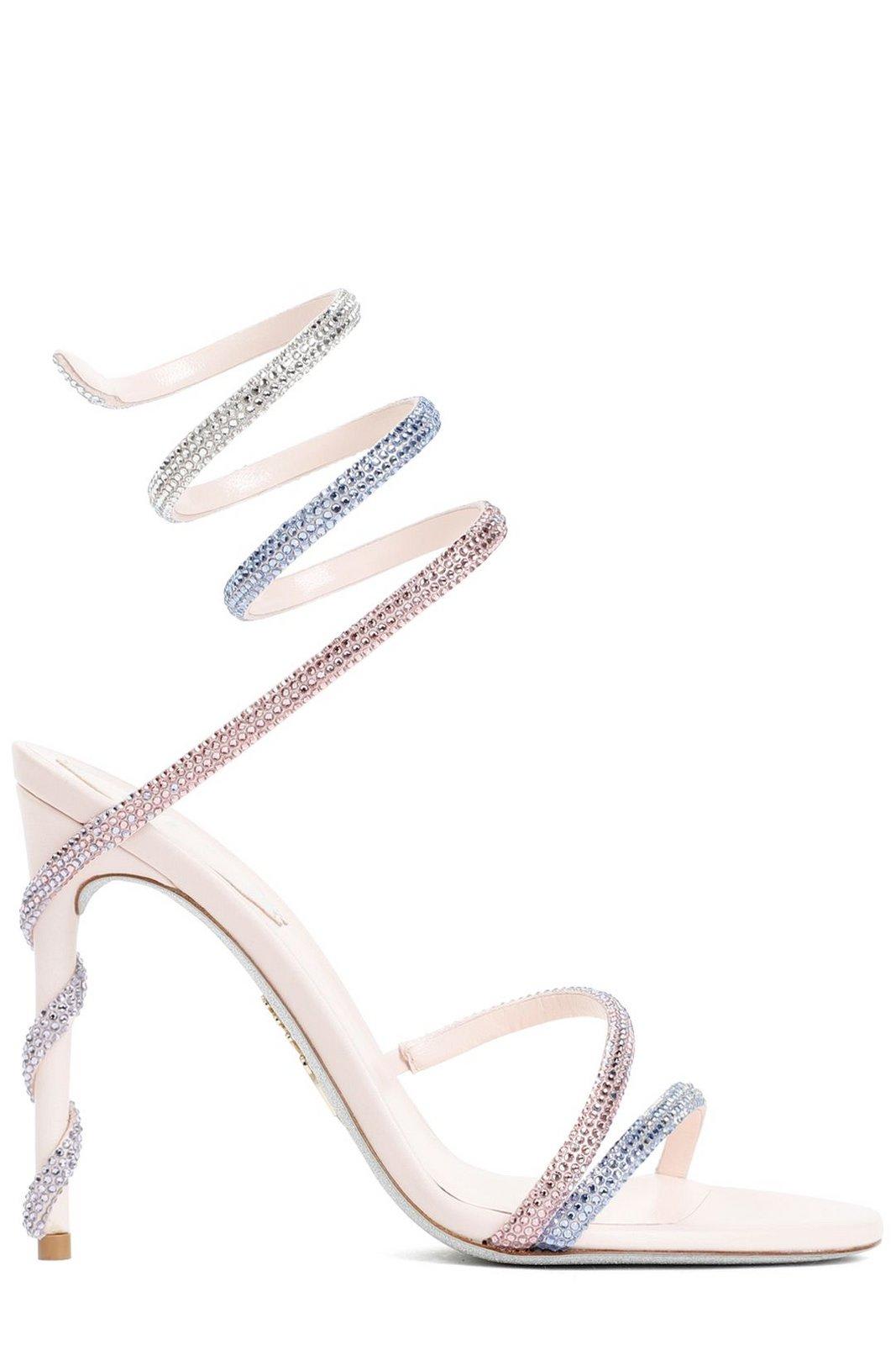 Shop René Caovilla Margot Embellished Open Toe Sandals In Pink