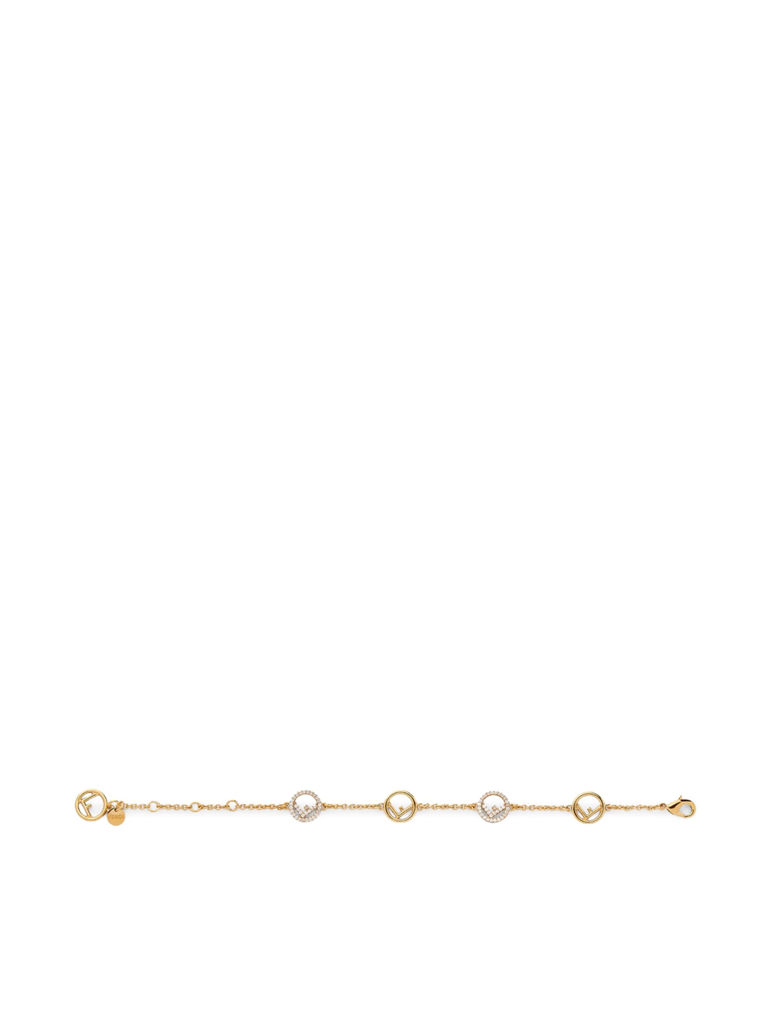 Fendi Gold Metal Bracelet In Brown