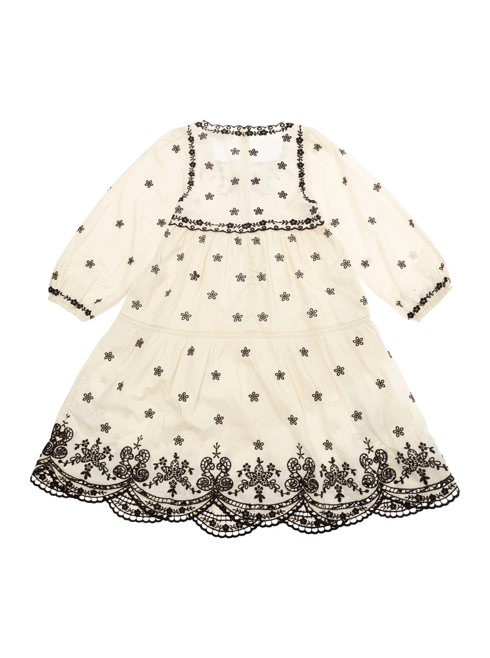 SEA NEW YORK KINGSLEY BEIGE DRESS WITH ALL-OVER EMBROIDERY IN COTTON GIRLS
