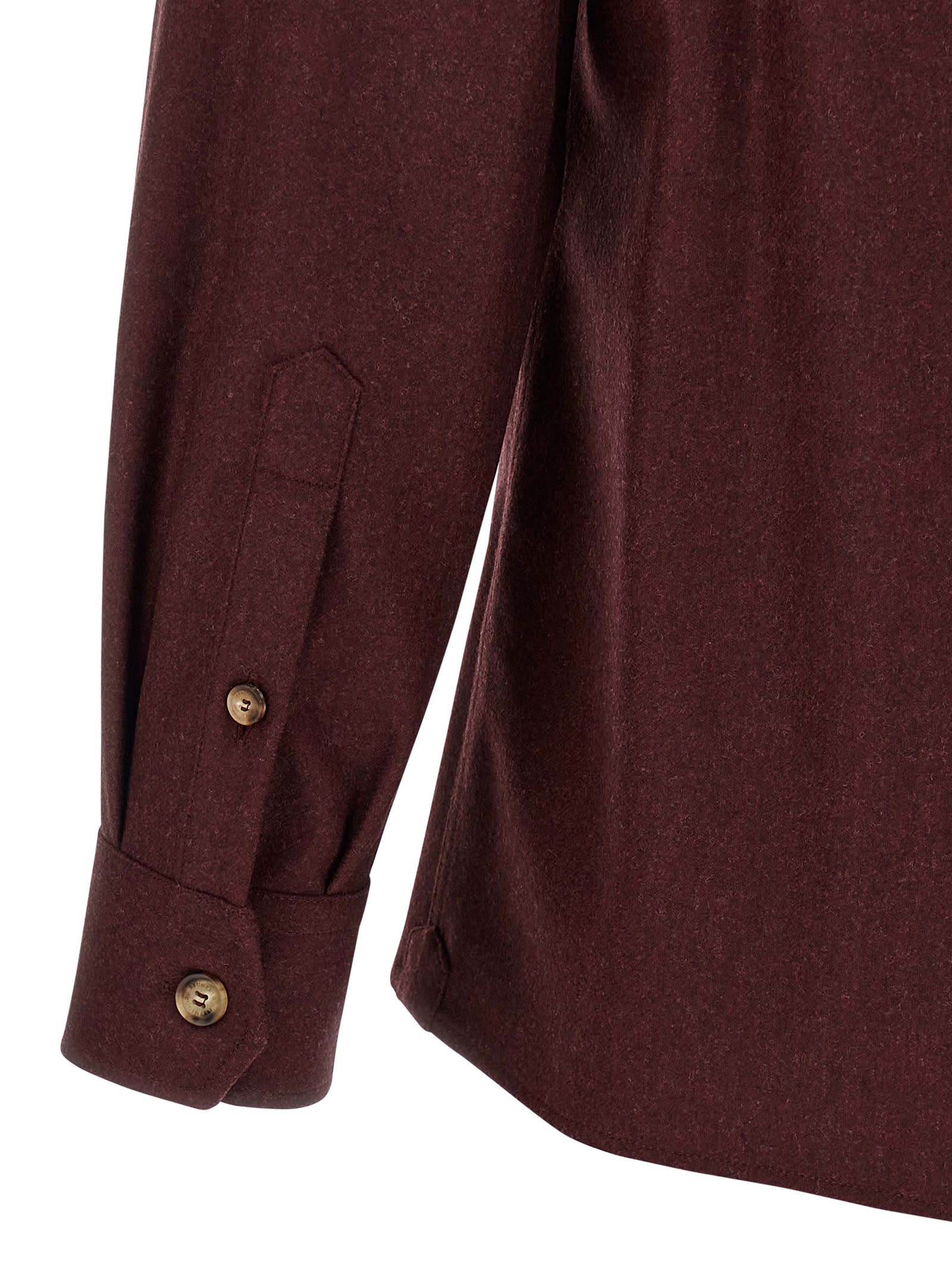 Brunello Cucinelli Long Sleeve Shirt Featuring Chest Pockets In Brown