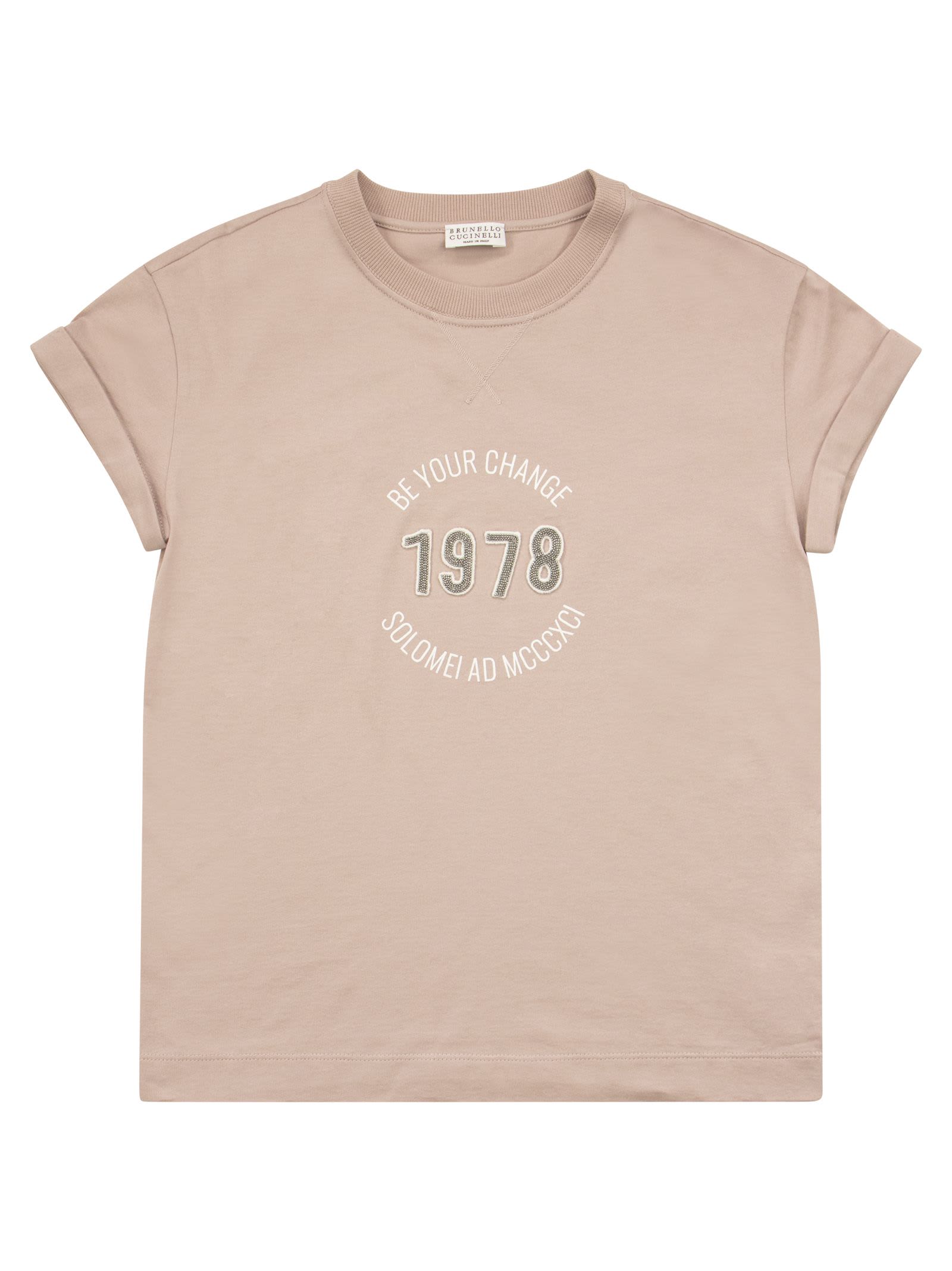 Brunello Cucinelli Be Your Change T-shirt In Lightweight Cotton Jersey